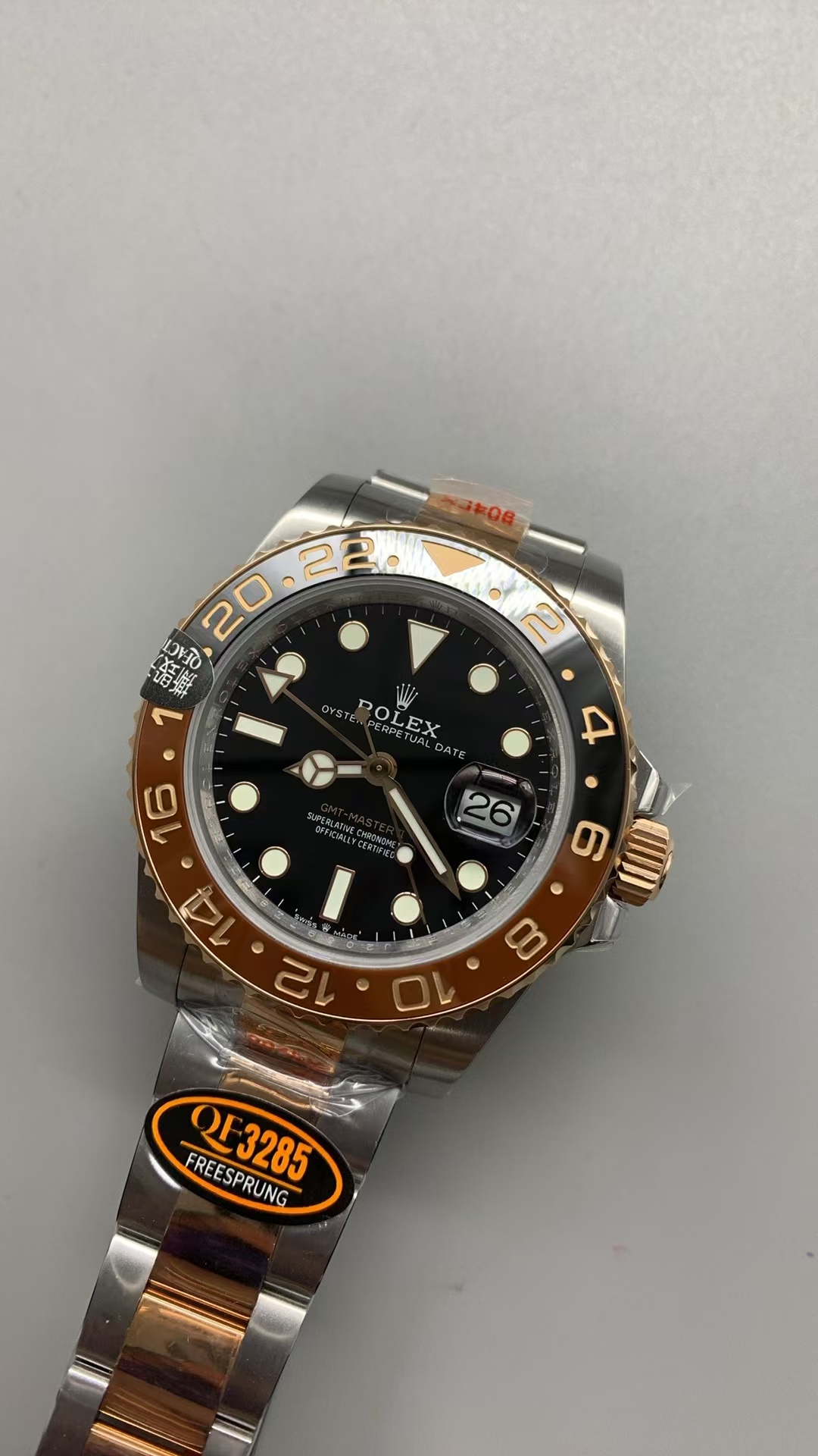 (image for) QF Rolex GMT-Master II 126711CHNR Rootbeer Black Brown Ceramic Bezel Free-Sprung 3285 Movement