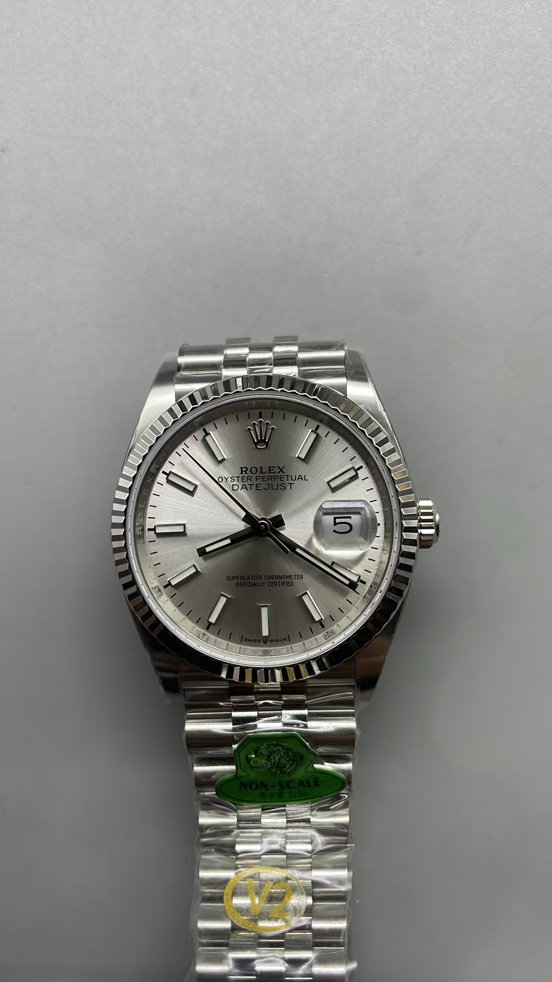 (image for) Gold Factory Rolex Datejust 36mm Silver Dial with Super Clone 3235 Movement Free-Sprung Balance