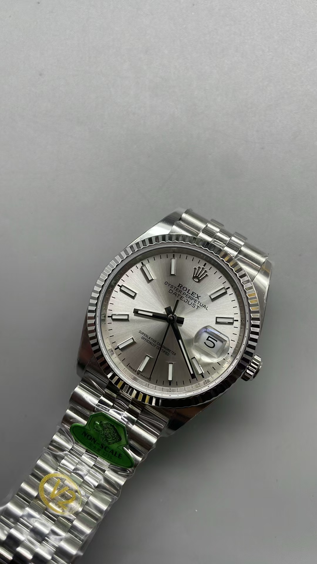 (image for) Gold Factory Rolex Datejust 36mm Silver Dial with Super Clone 3235 Movement Free-Sprung Balance
