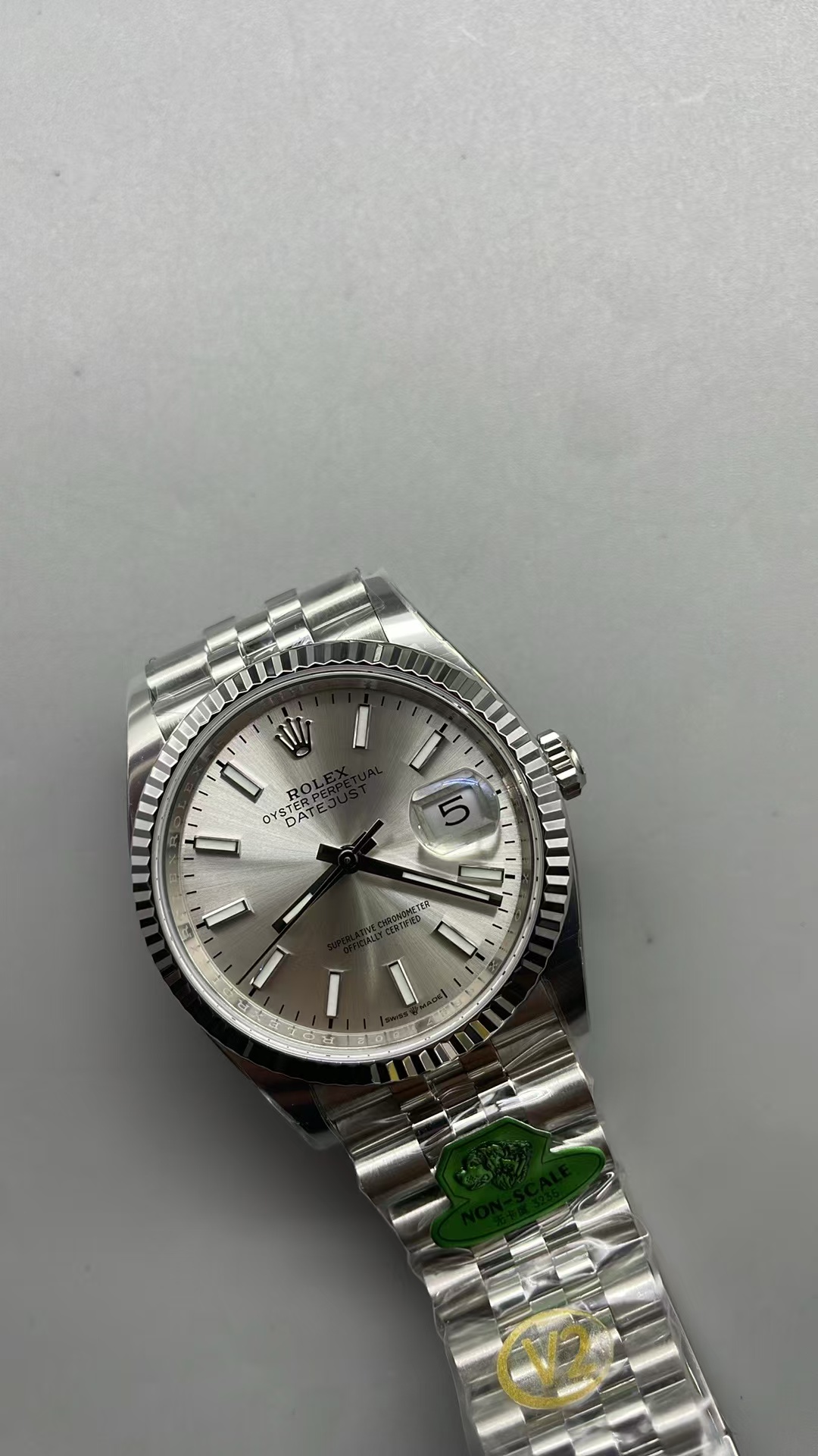 (image for) Gold Factory Rolex Datejust 36mm Silver Dial with Super Clone 3235 Movement Free-Sprung Balance