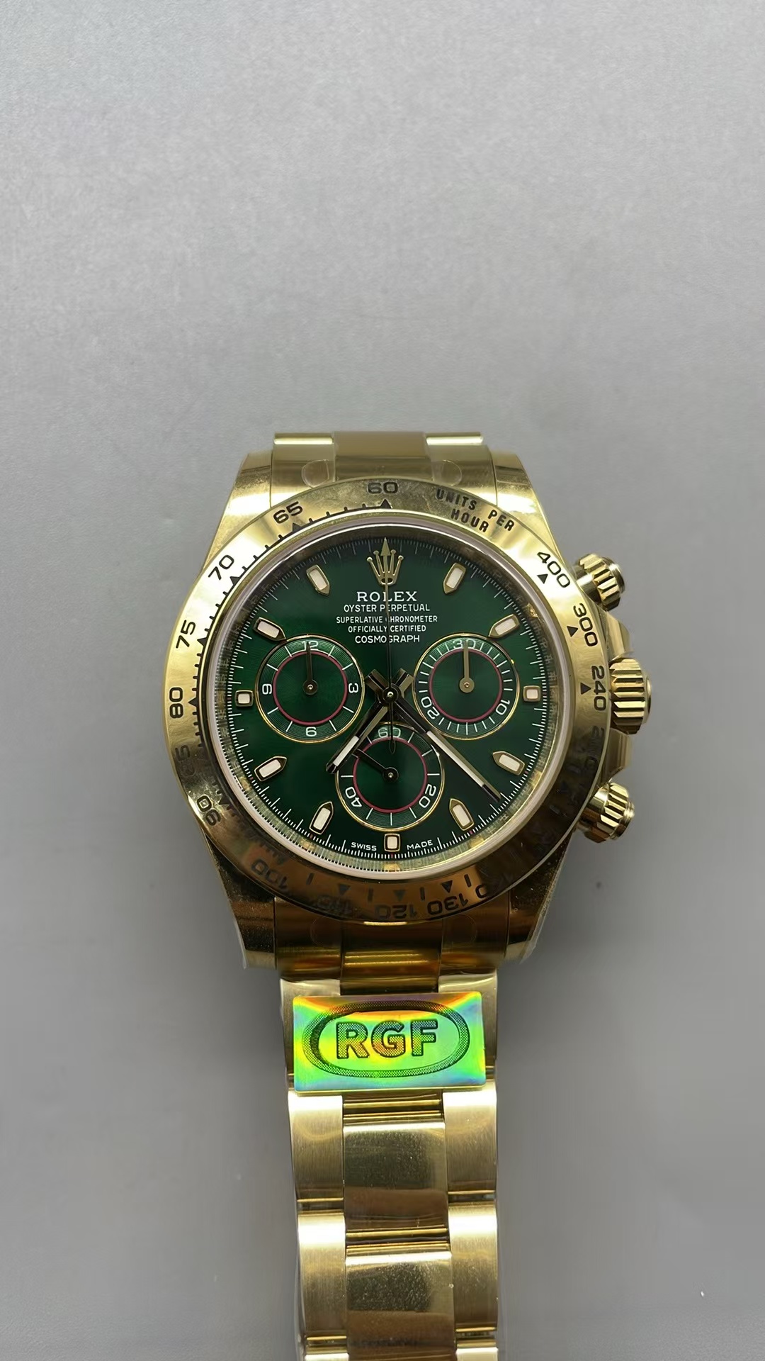 (image for) RGF Rolex Daytona 116508 John Mayer Yellow Gold Case Green Dial with Super Clone 4130 Movement