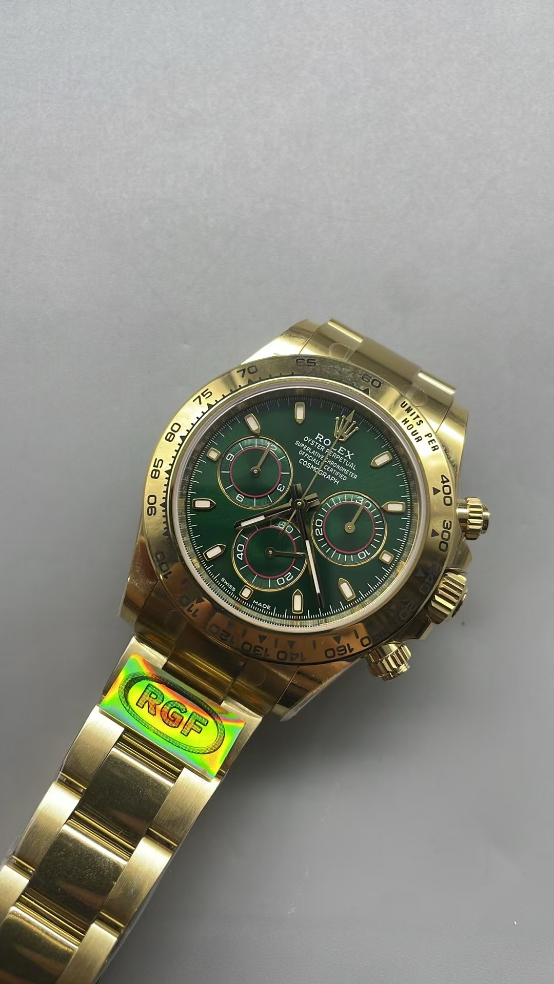 (image for) RGF Rolex Daytona 116508 John Mayer Yellow Gold Case Green Dial with Super Clone 4130 Movement