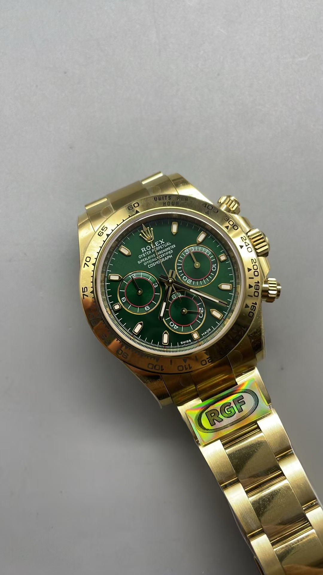 (image for) RGF Rolex Daytona 116508 John Mayer Yellow Gold Case Green Dial with Super Clone 4130 Movement