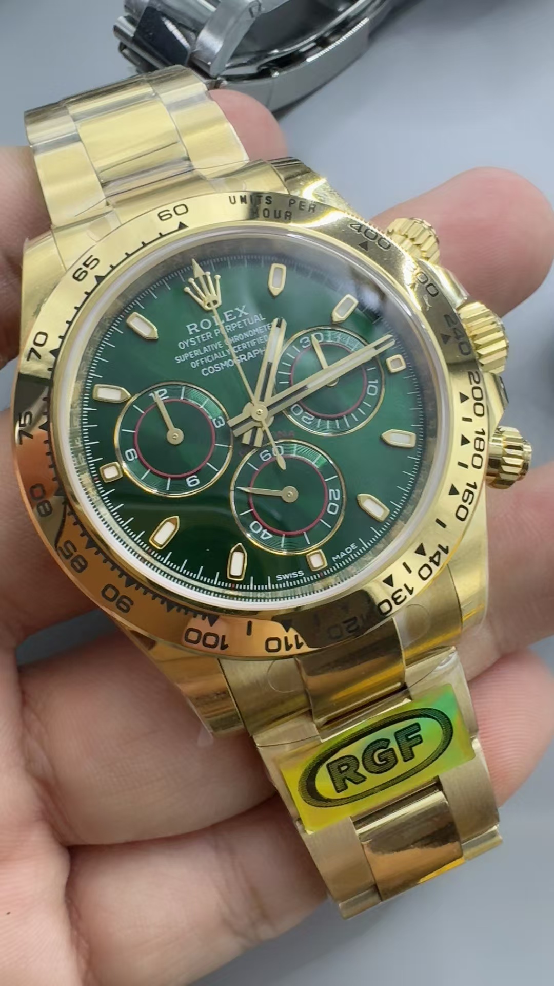 (image for) RGF Rolex Daytona 116508 John Mayer Yellow Gold Case Green Dial with Super Clone 4130 Movement