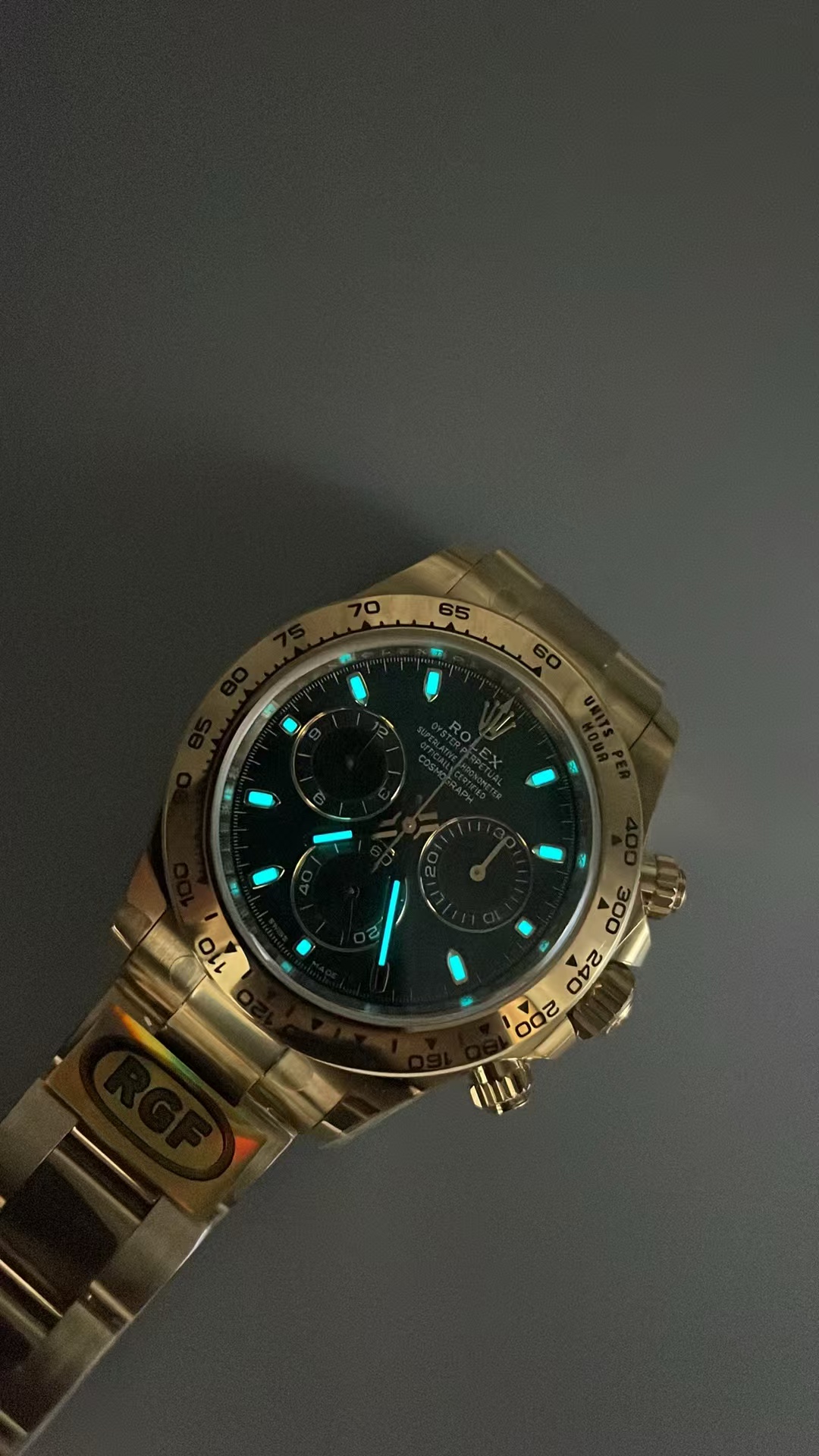 (image for) RGF Rolex Daytona 116508 John Mayer Yellow Gold Case Green Dial with Super Clone 4130 Movement