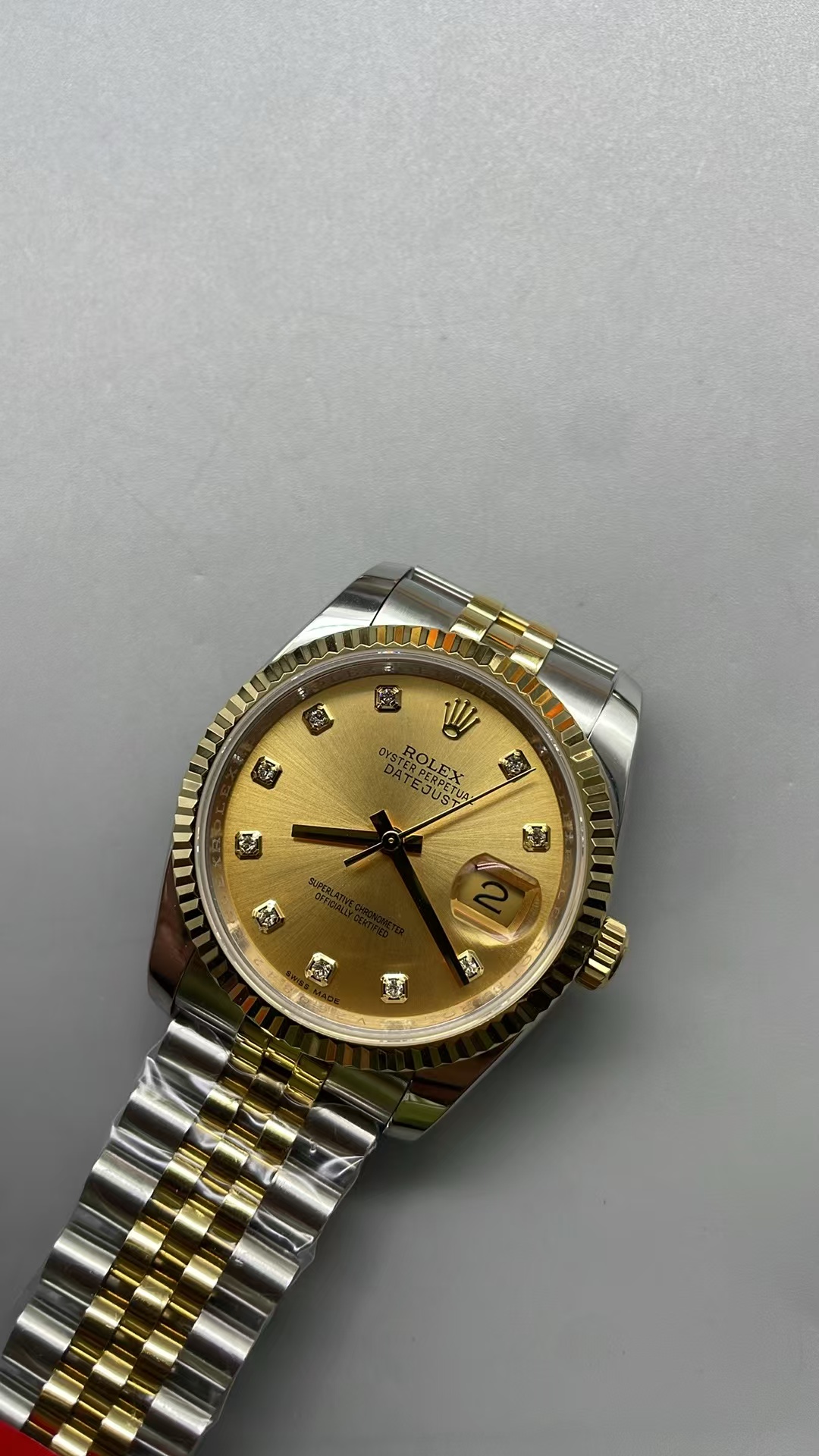 (image for) BPF Rolex Datejust 36mm Two Tone Yellow Gold Case Gold Diamond Dial with Asia ETA 2824 Movement