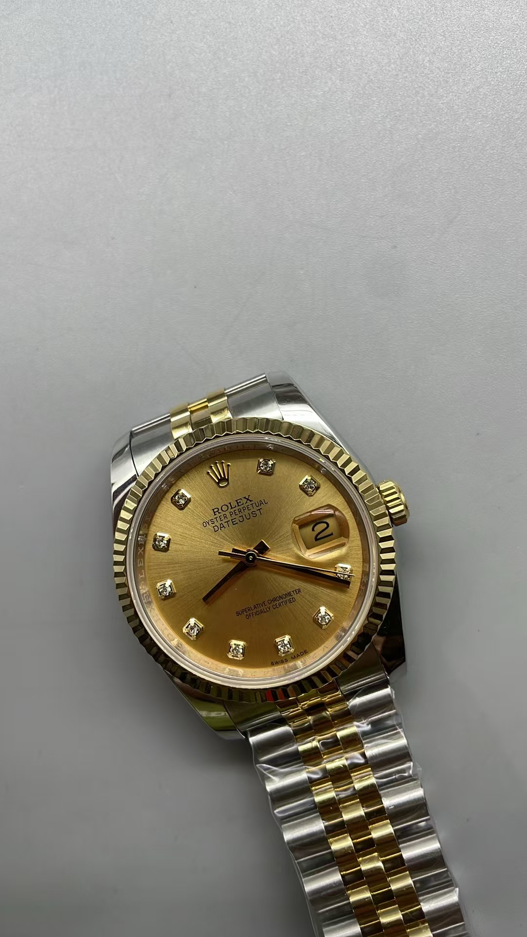 (image for) BPF Rolex Datejust 36mm Two Tone Yellow Gold Case Gold Diamond Dial with Asia ETA 2824 Movement