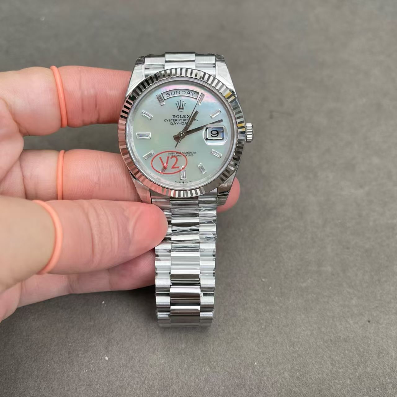 (image for) VSF Rolex Day-Date 40mm Gain Weight White MOP Dial with Diamond Markers Super Clone 3255 Movement