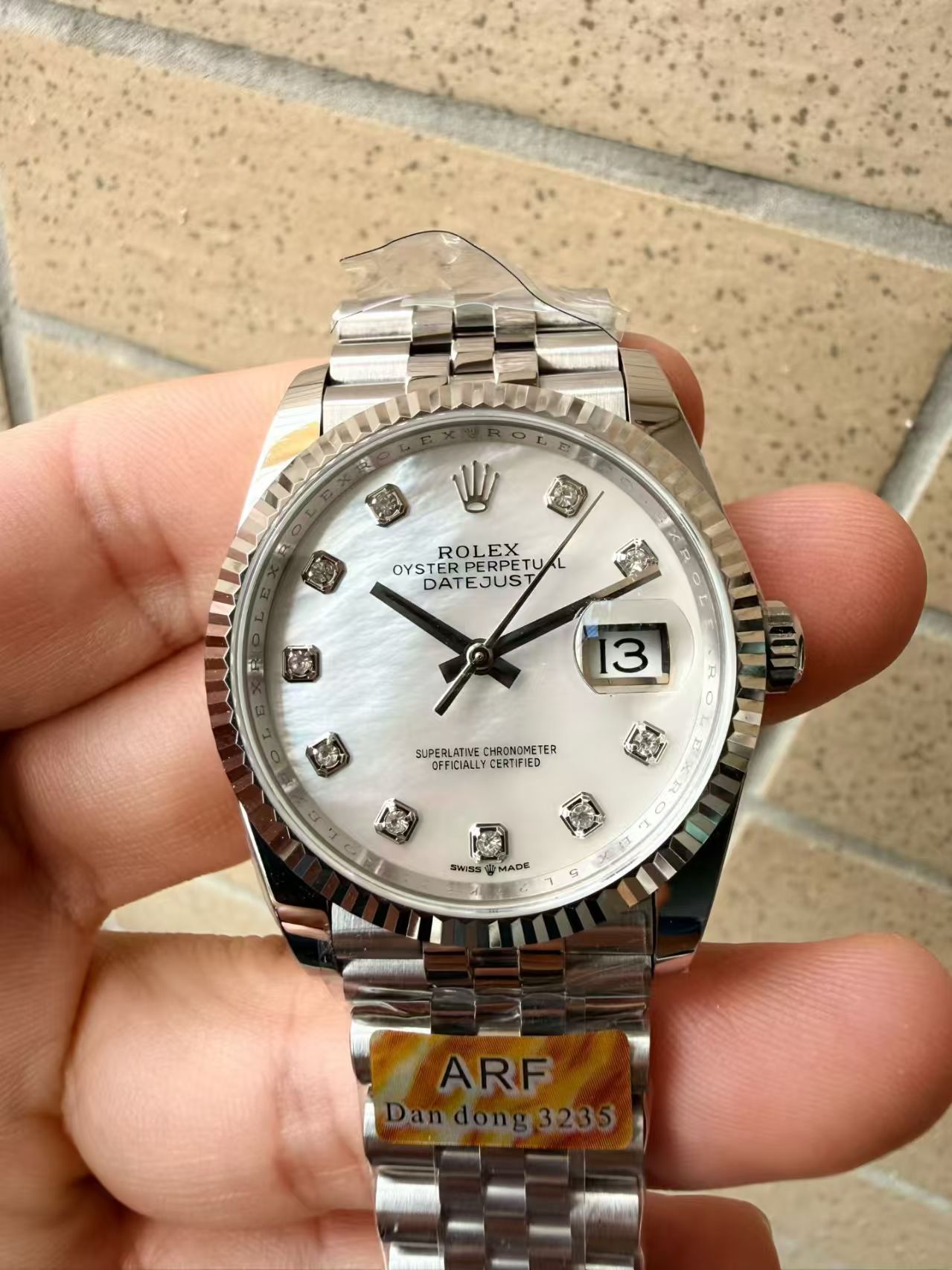(image for) ARF Rolex Datejust 36mm White MOP Diamond Dial with Super Clone 3235 Movement