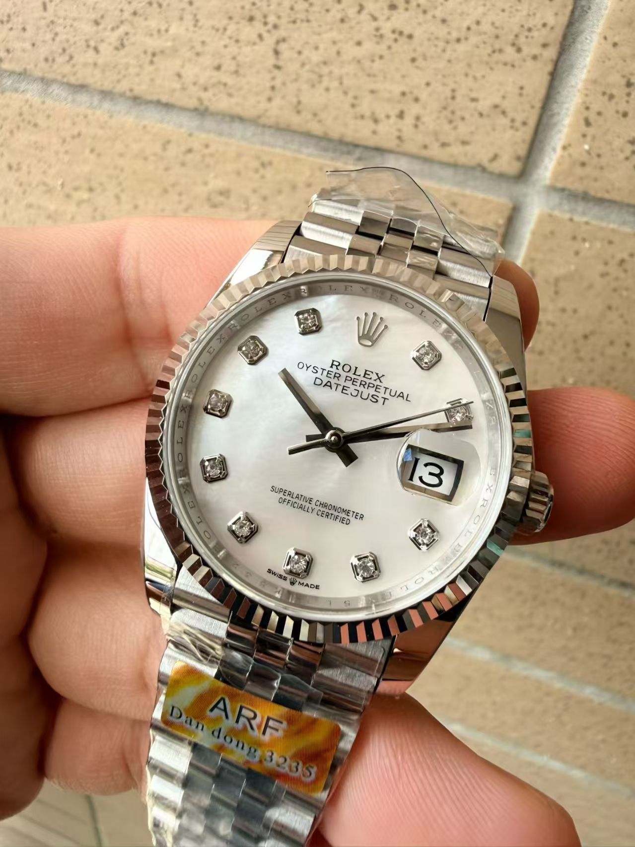 (image for) ARF Rolex Datejust 36mm White MOP Diamond Dial with Super Clone 3235 Movement