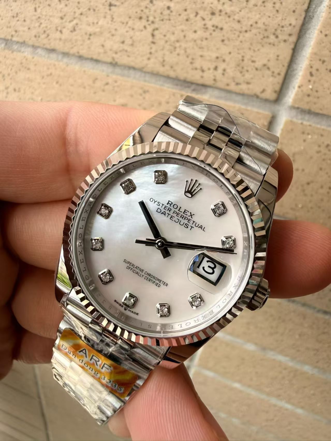 (image for) ARF Rolex Datejust 36mm White MOP Diamond Dial with Super Clone 3235 Movement