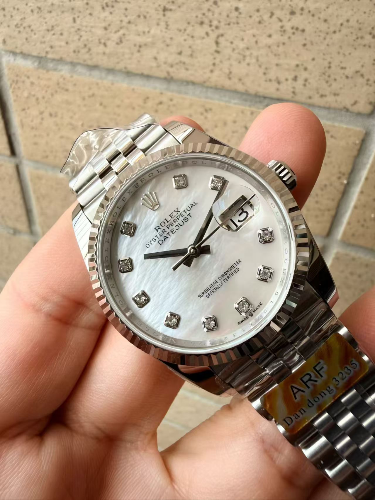 (image for) ARF Rolex Datejust 36mm White MOP Diamond Dial with Super Clone 3235 Movement