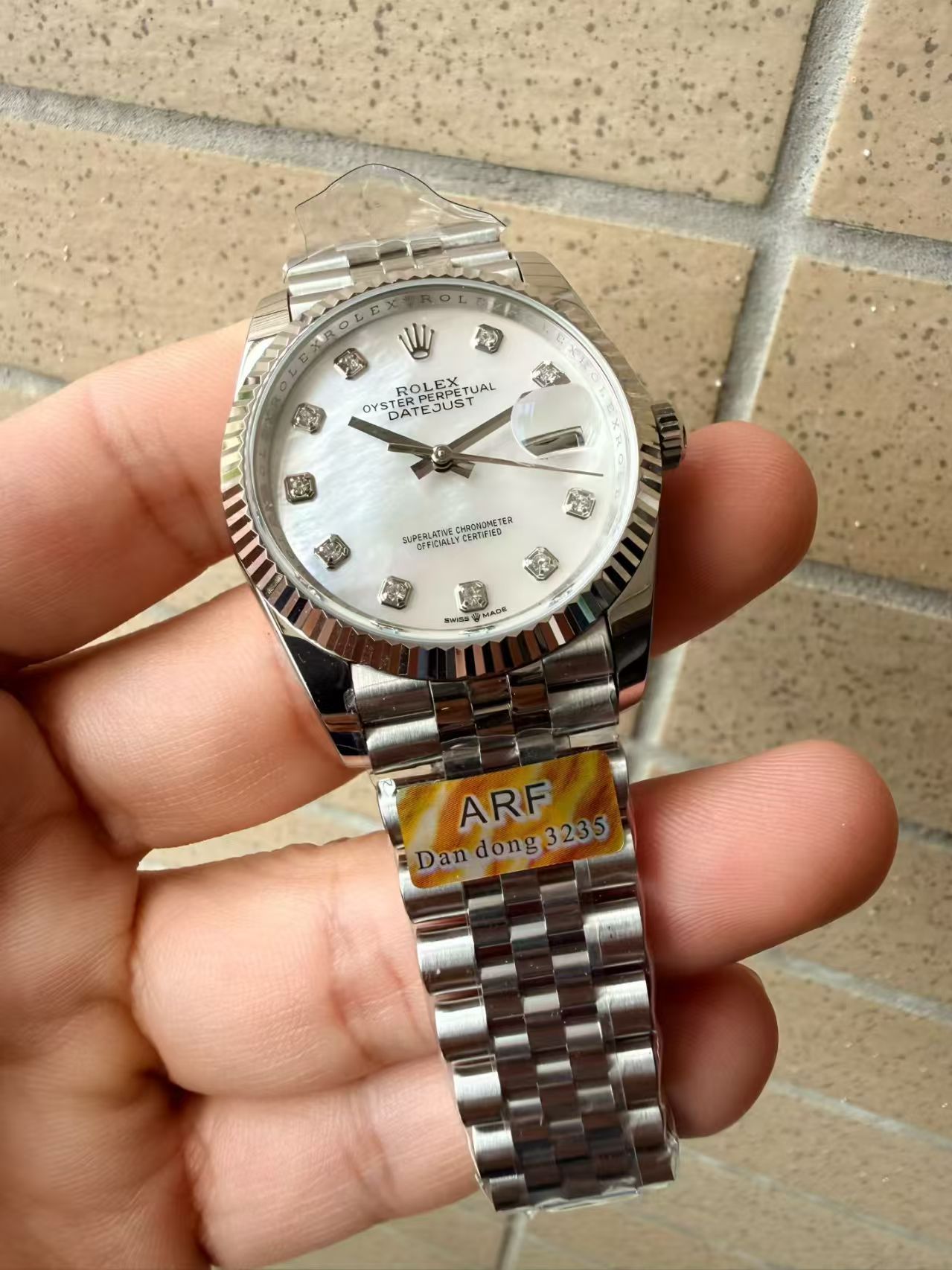 (image for) ARF Rolex Datejust 36mm White MOP Diamond Dial with Super Clone 3235 Movement