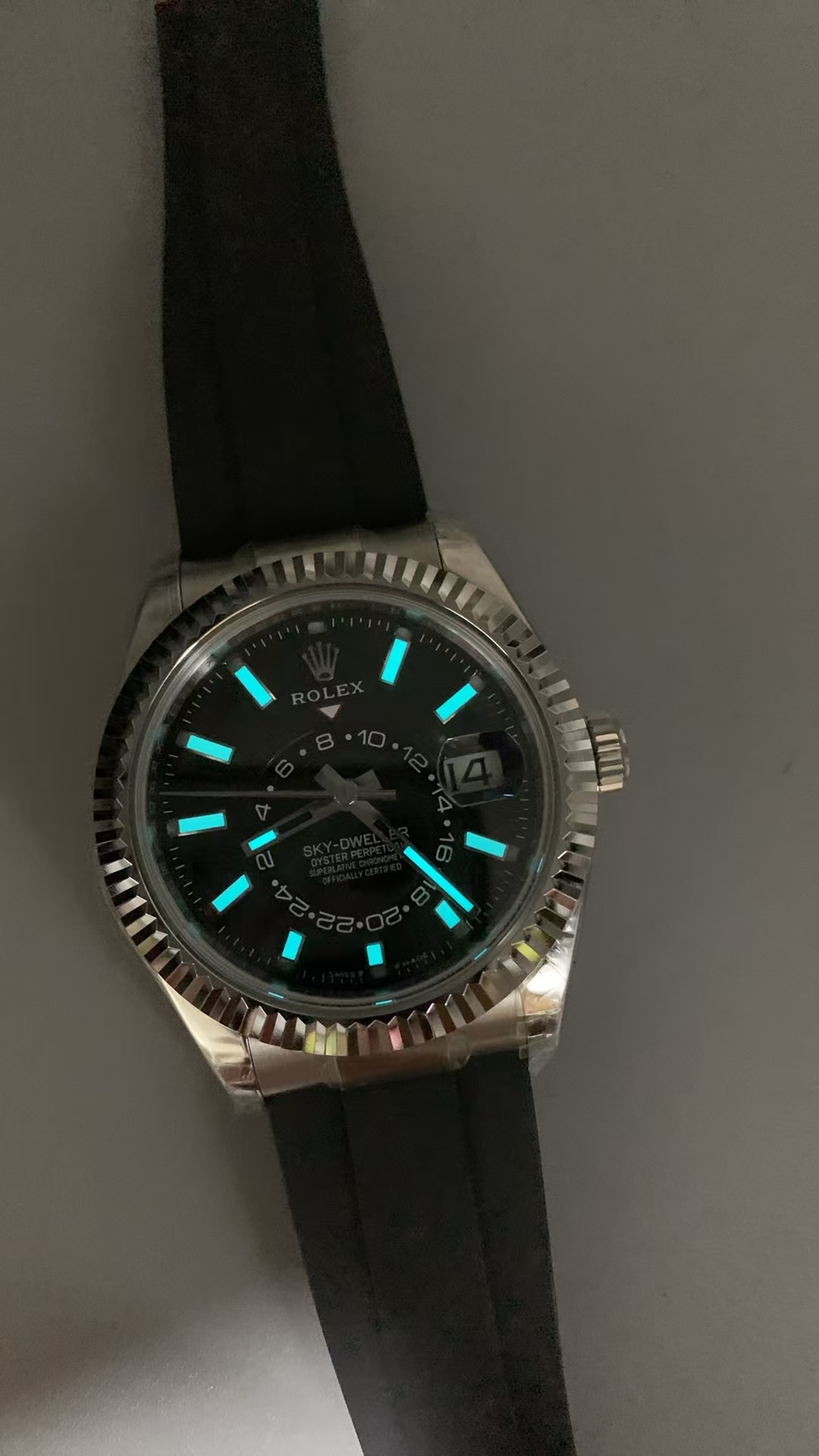 (image for) Noob Factory Rolex Sky-Dweller 336239 Black Dial Black Rubber Band