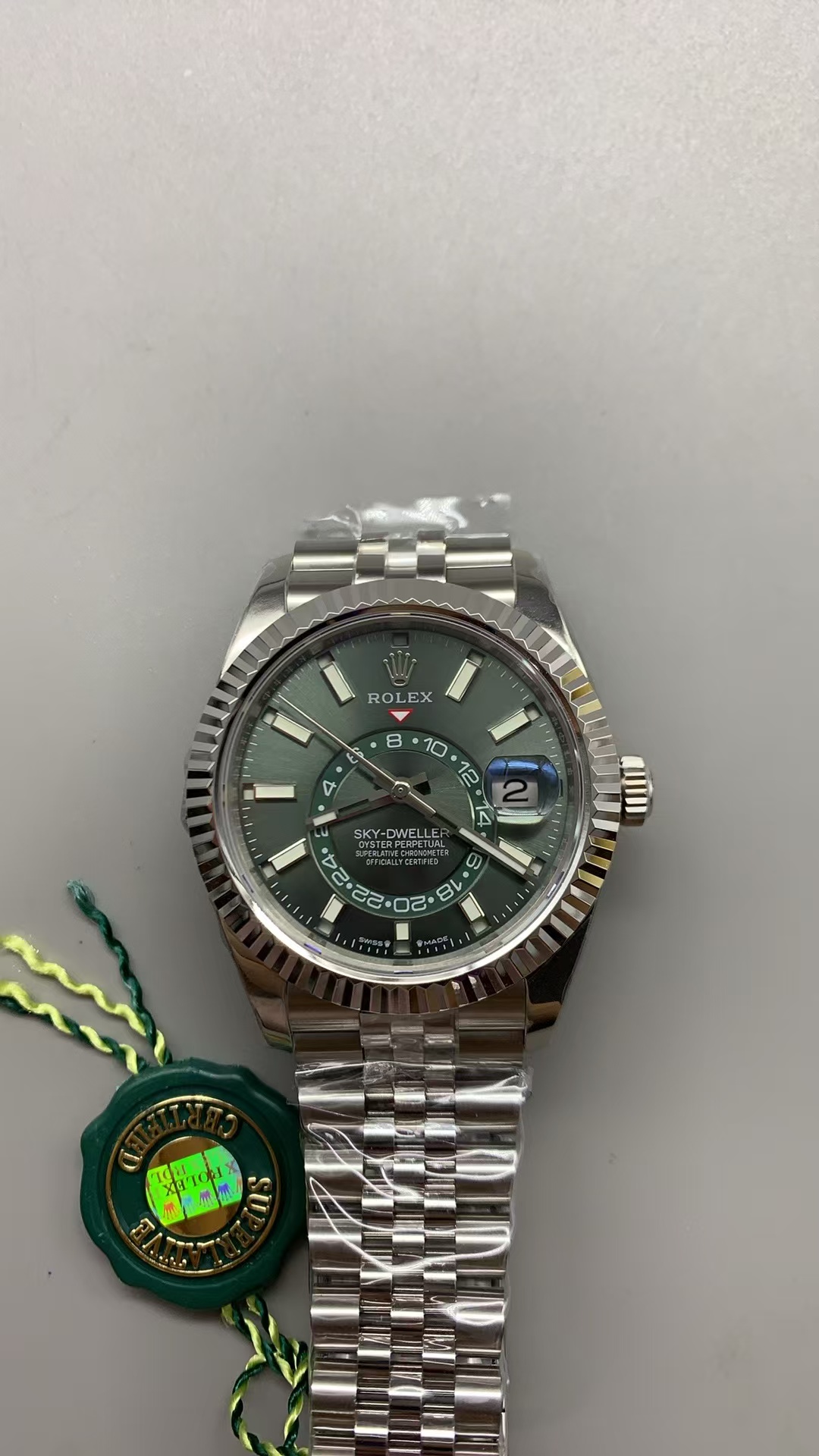 (image for) ZF Rolex Sky-Dweller 326934 Green Dial Jubilee Bracelet Clone ETA 2824-2 Movement
