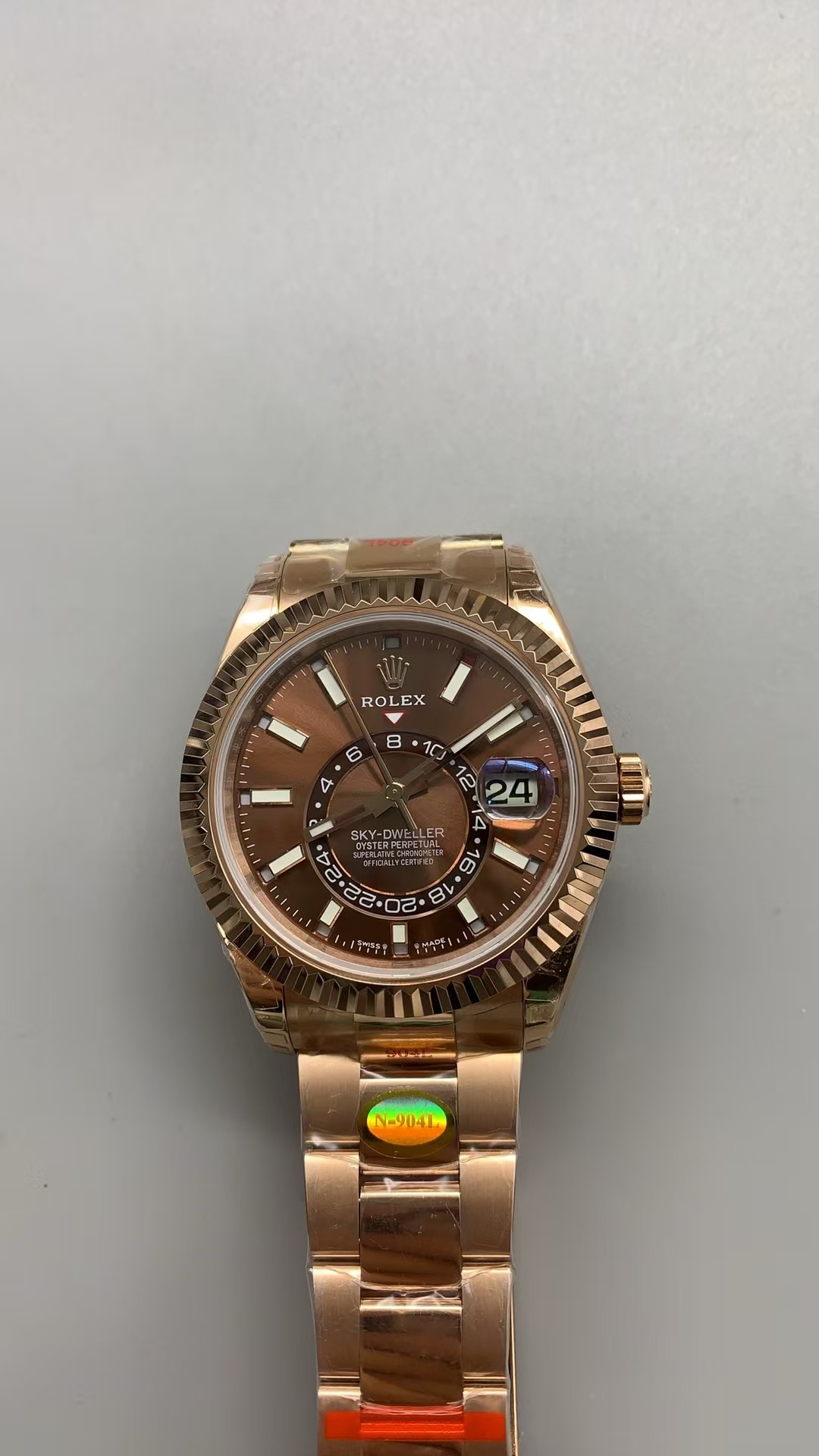(image for) Noob Factory Rolex Sky-Dweller 336935 Rose Gold Case Chocolate Dial Clone ETA Movement
