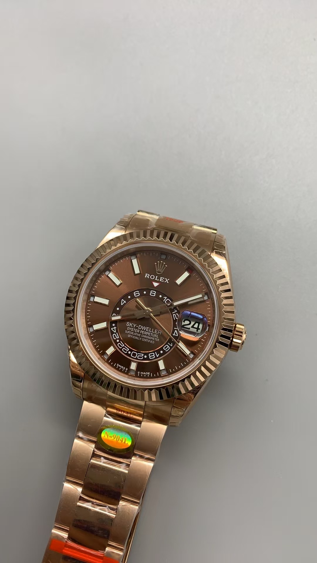 (image for) Noob Factory Rolex Sky-Dweller 336935 Rose Gold Case Chocolate Dial Clone ETA Movement