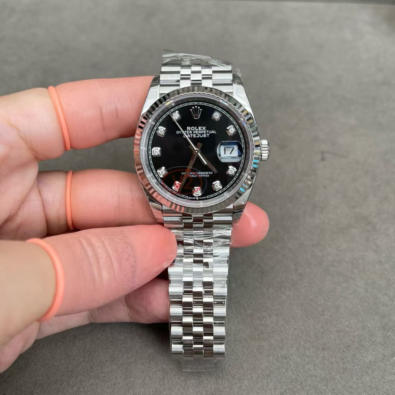 (image for) VSF Rolex Datejust 36mm Gain Weight Black Dial Diamond Markers Super Clone 3235 Movement