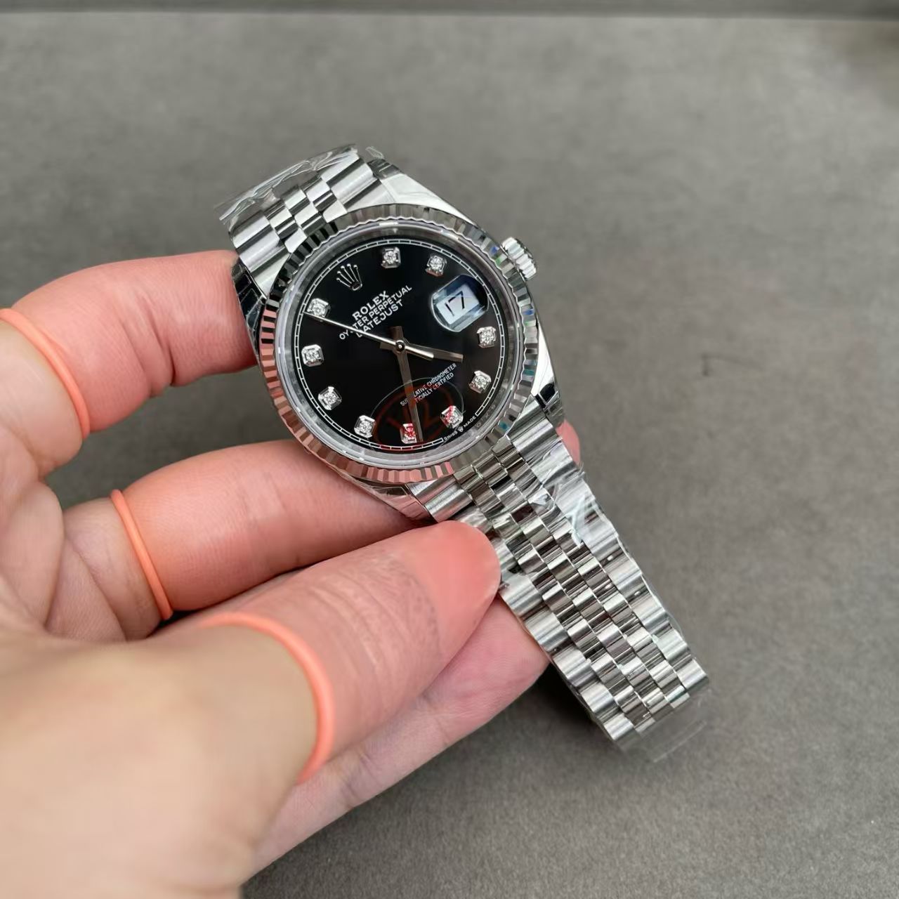 (image for) VSF Rolex Datejust 36mm Gain Weight Black Dial Diamond Markers Super Clone 3235 Movement