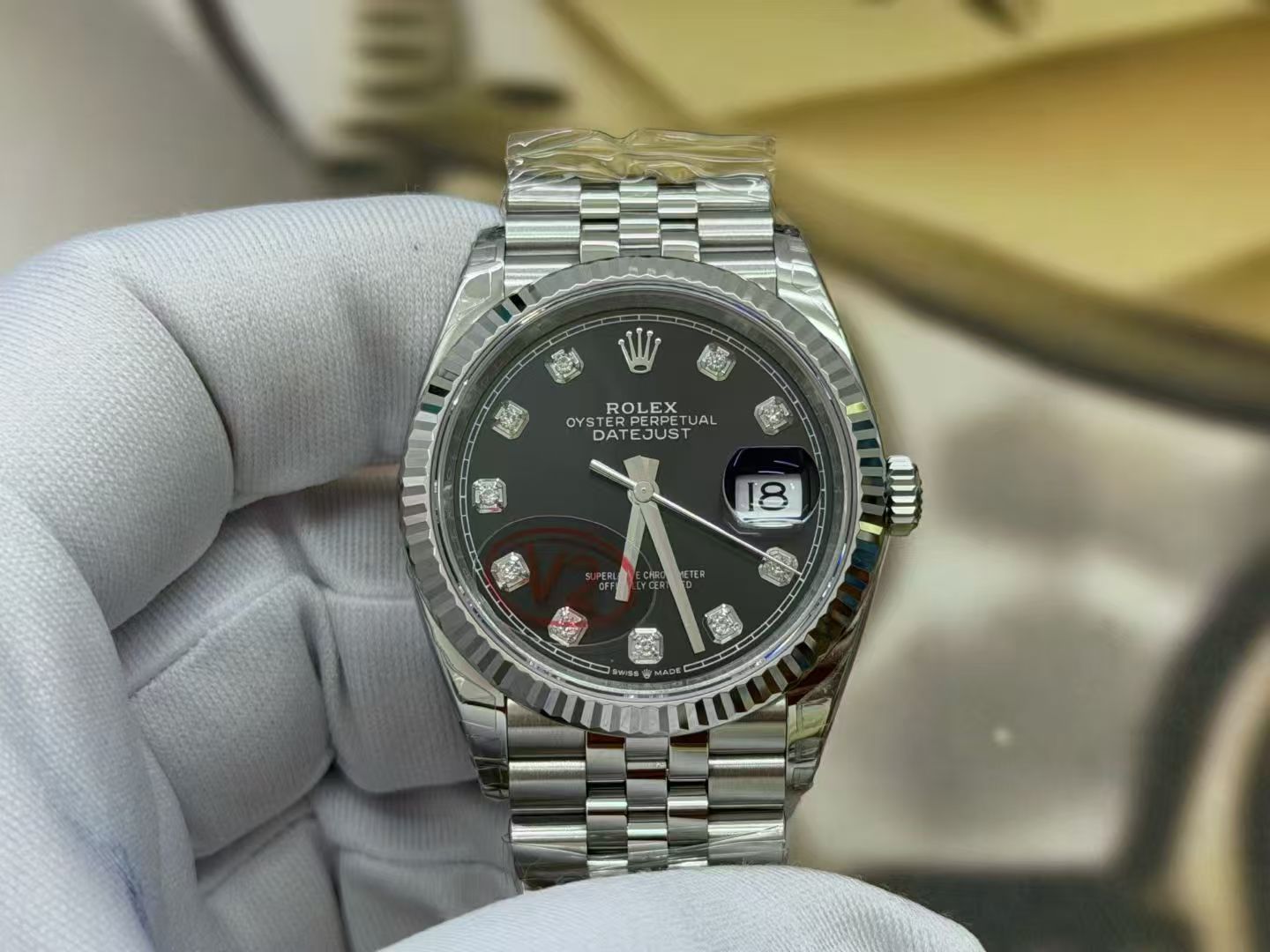 (image for) VSF Rolex Datejust 36mm Gain Weight Silver Dial Diamond Markers Super Clone 3235 Movement