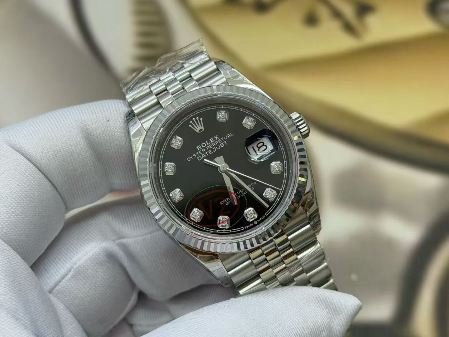 (image for) VSF Rolex Datejust 36mm Gain Weight Silver Dial Diamond Markers Super Clone 3235 Movement