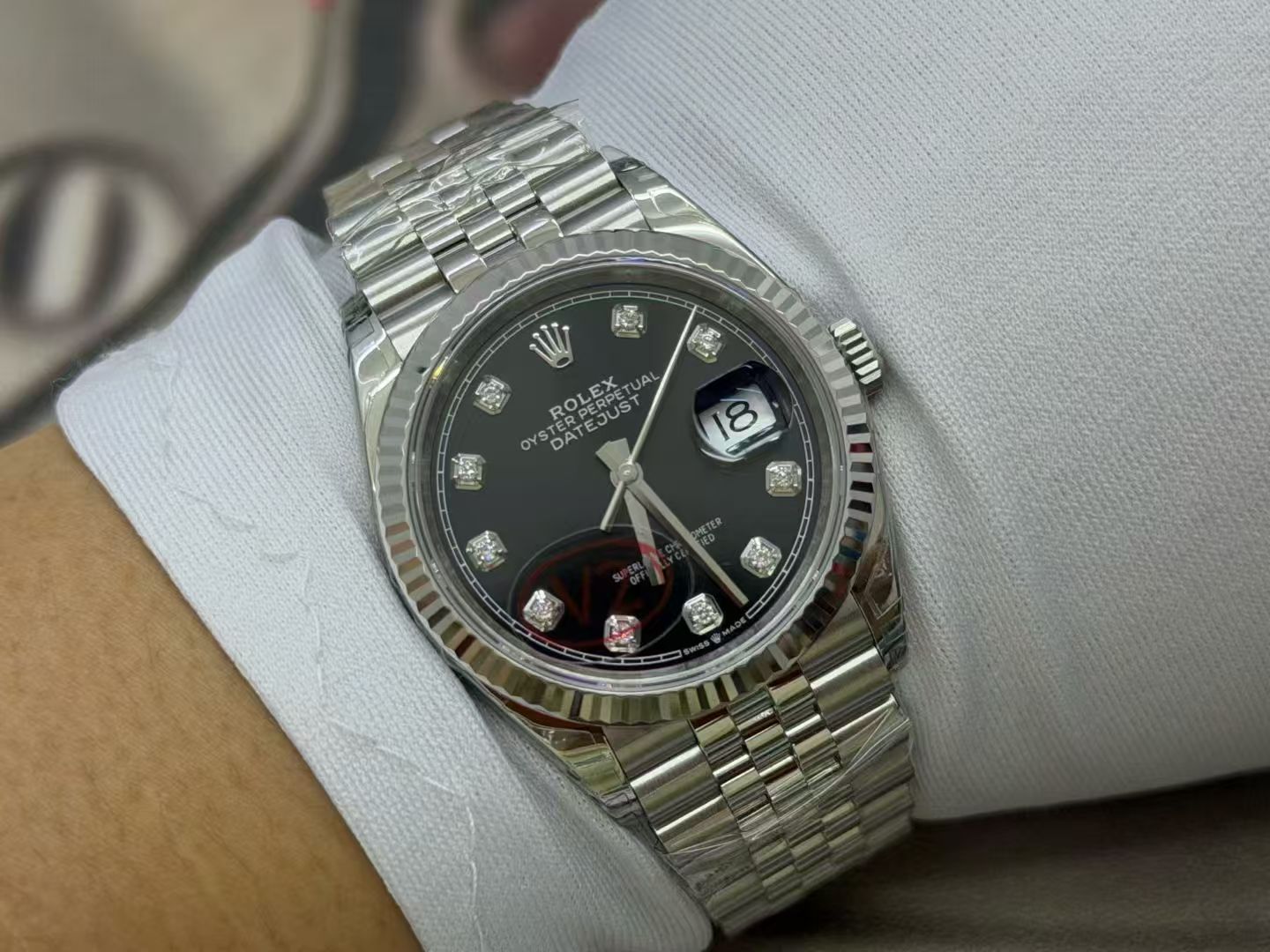 (image for) VSF Rolex Datejust 36mm Gain Weight Silver Dial Diamond Markers Super Clone 3235 Movement