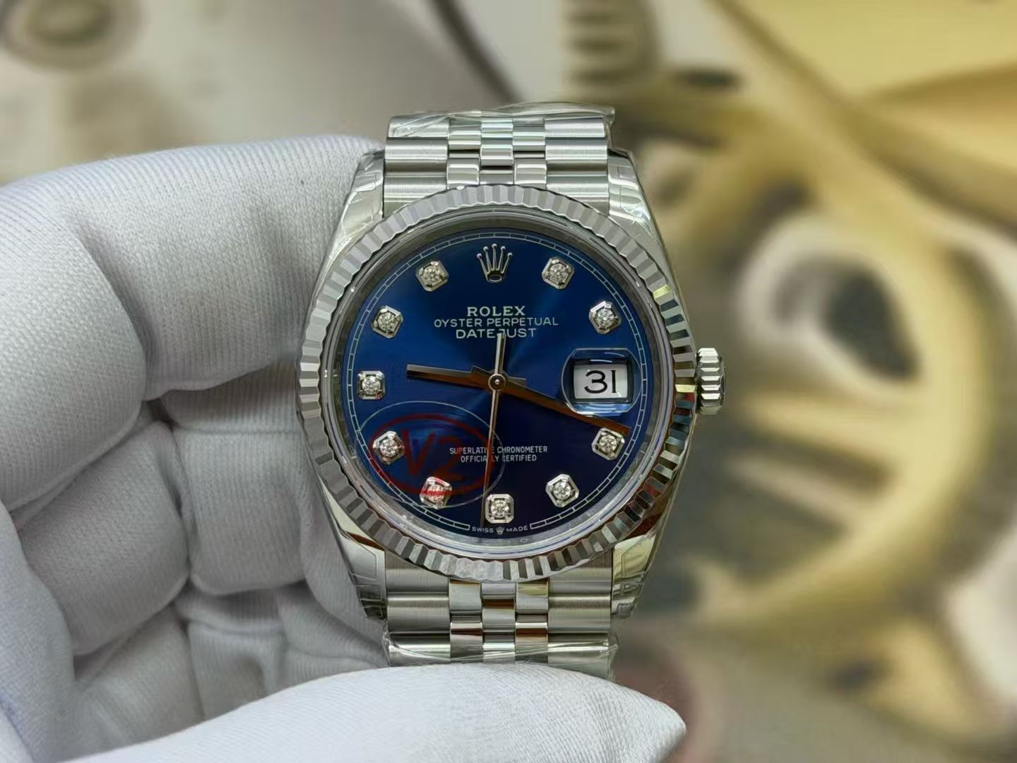 (image for) VSF Rolex Datejust 36mm Gain Weight Blue Dial Diamond Markers with Super Clone 3235 Movement