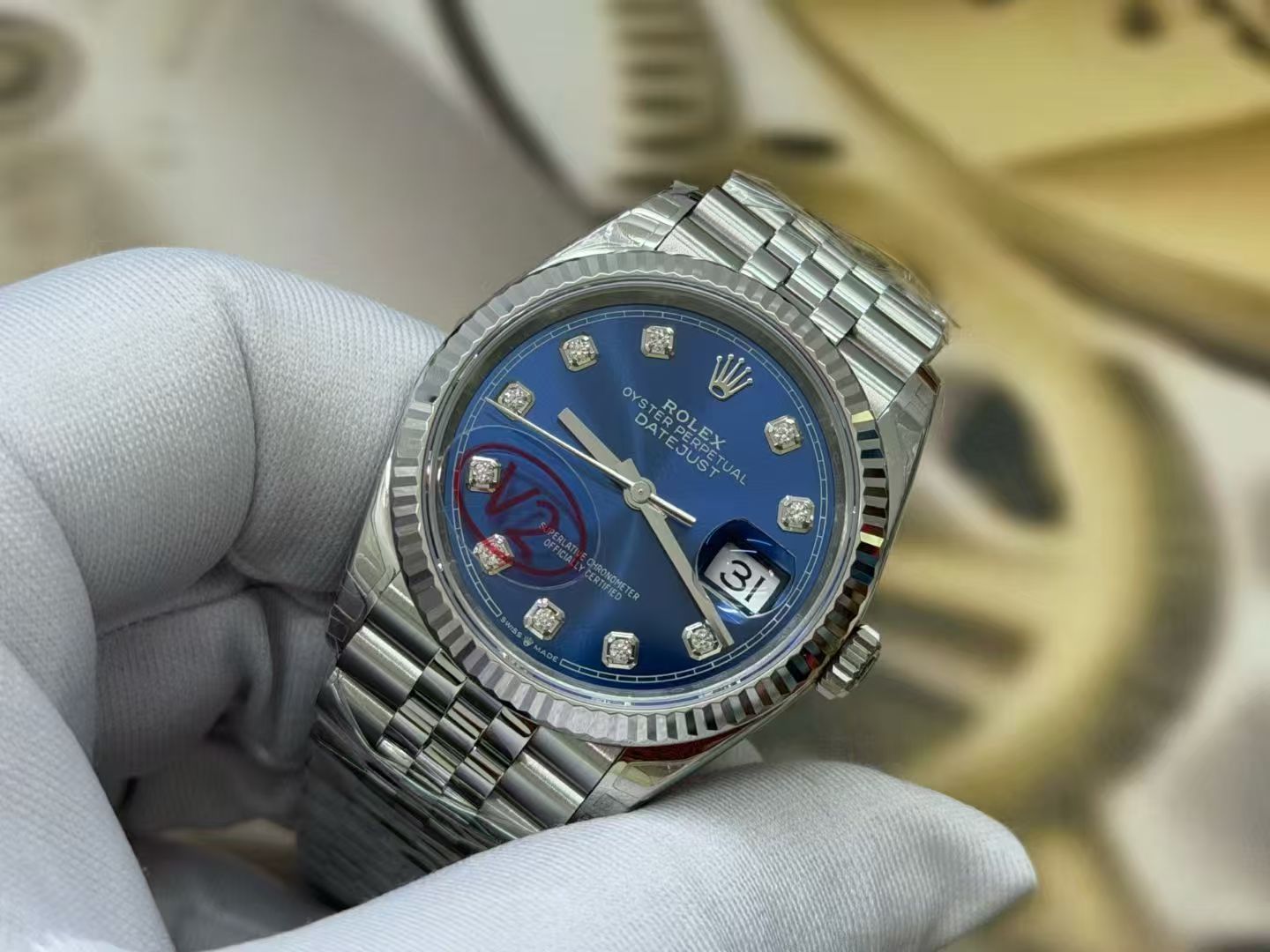 (image for) VSF Rolex Datejust 36mm Gain Weight Blue Dial Diamond Markers with Super Clone 3235 Movement