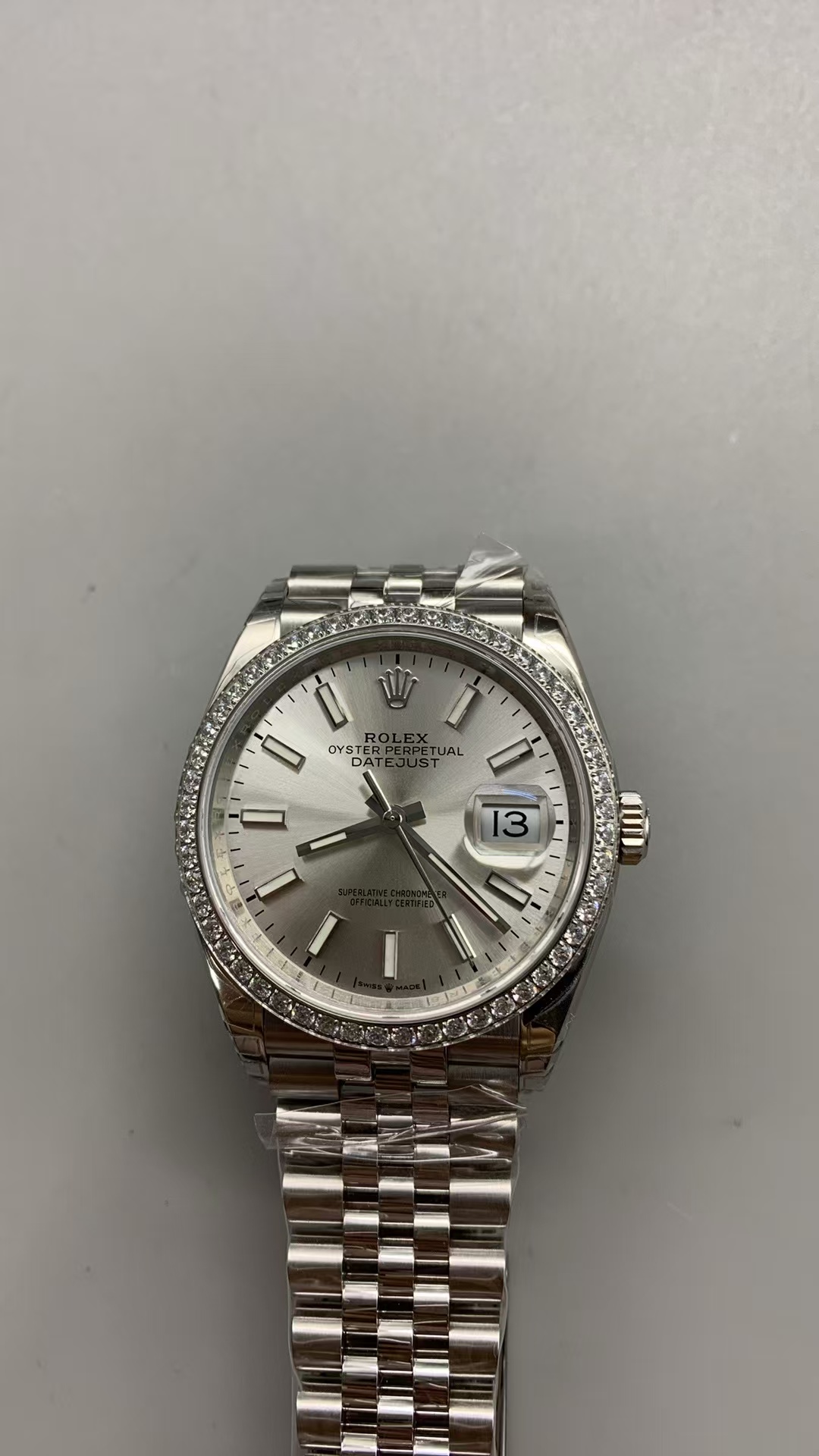 (image for) VSF Rolex Datejust 36mm Diamond Bezel Silver Dial with Super Clone 3235 Movement