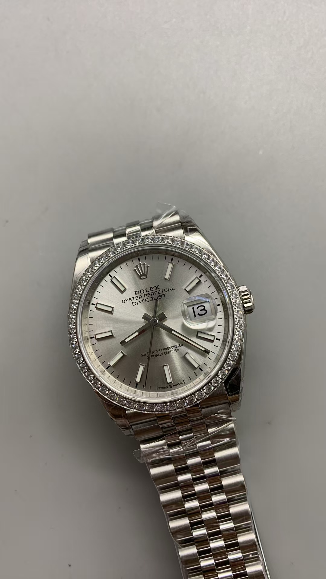 (image for) VSF Rolex Datejust 36mm Diamond Bezel Silver Dial with Super Clone 3235 Movement