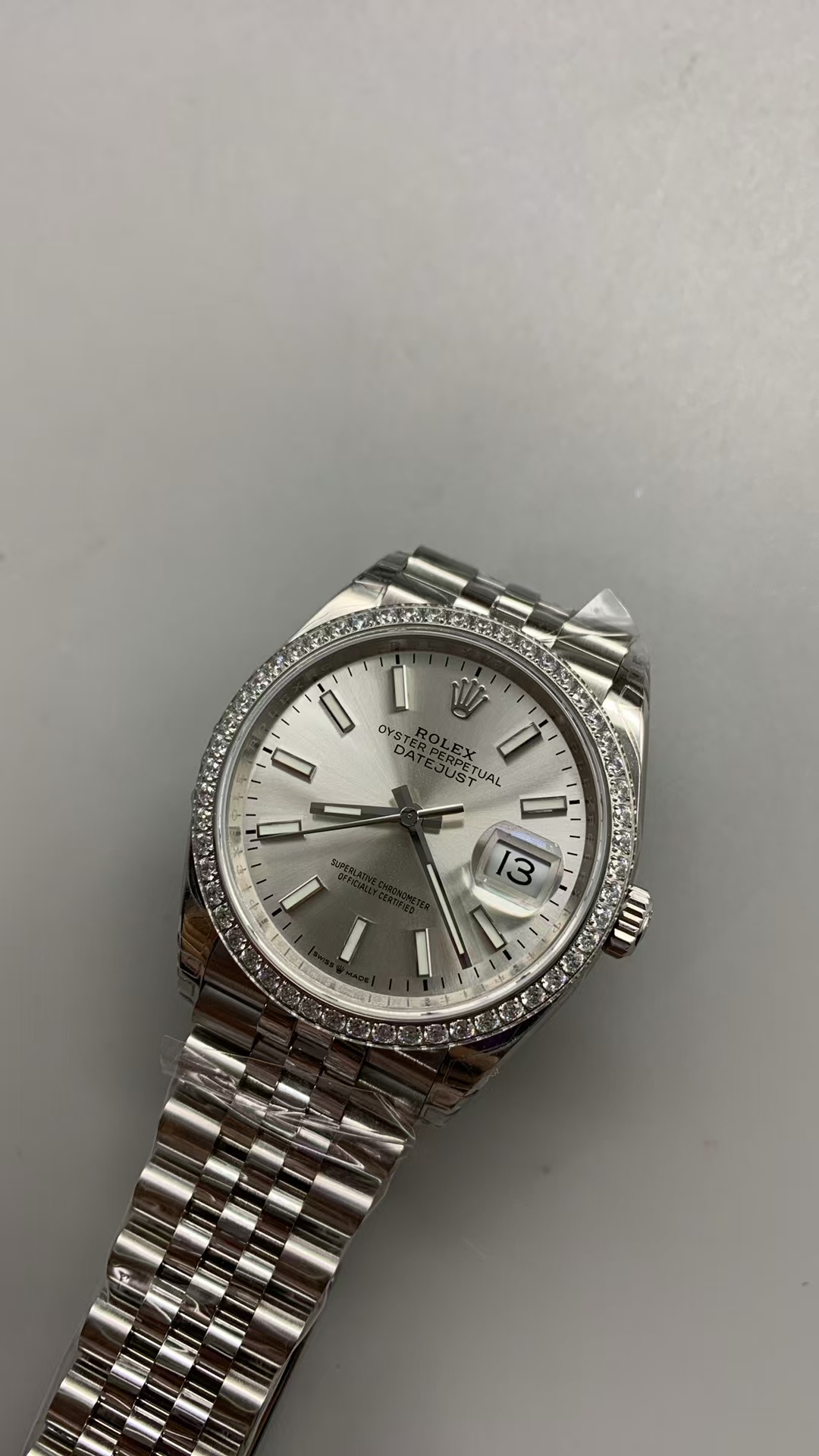 (image for) VSF Rolex Datejust 36mm Diamond Bezel Silver Dial with Super Clone 3235 Movement
