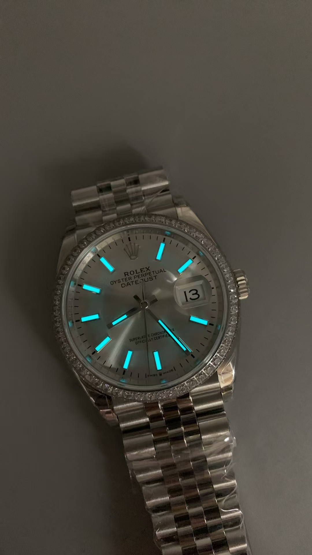 (image for) VSF Rolex Datejust 36mm Diamond Bezel Silver Dial with Super Clone 3235 Movement