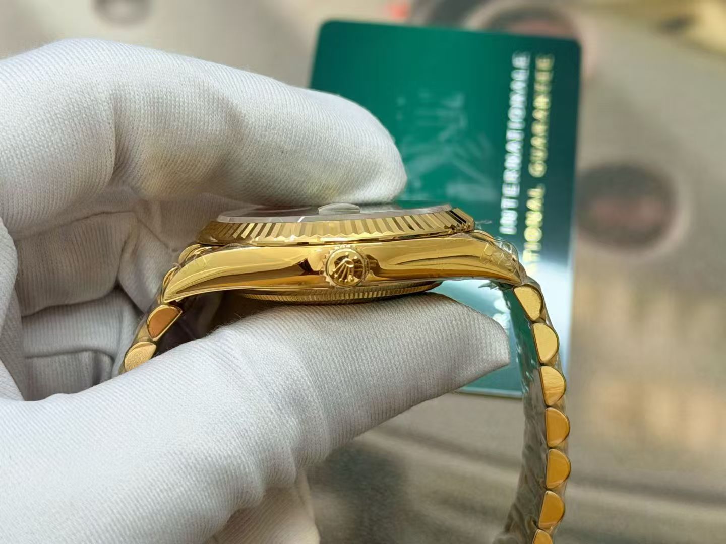 (image for) VSF Rolex Day-Date 228238 Gain Weight Yellow Gold Case Casion Green Dial Super Clone 3255 Movement