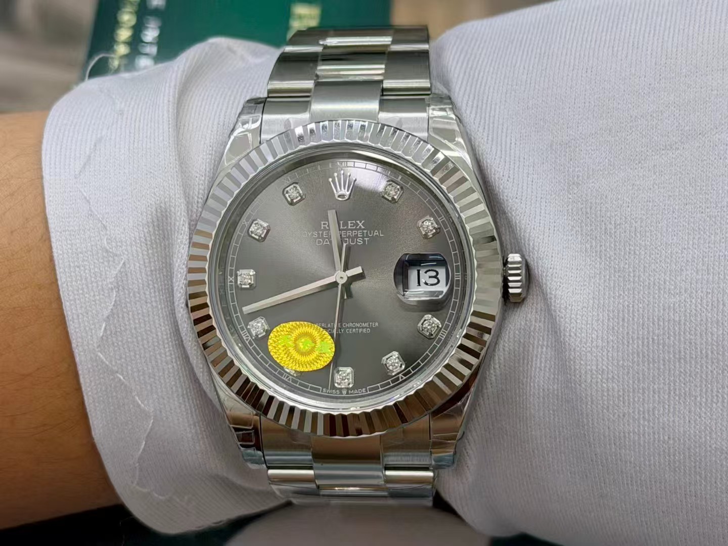 (image for) VSF Rolex Datejust II 41mm Grey Dial Diamond Hour Markers Oyster Bracelet Free-Sprung 3235 Movement