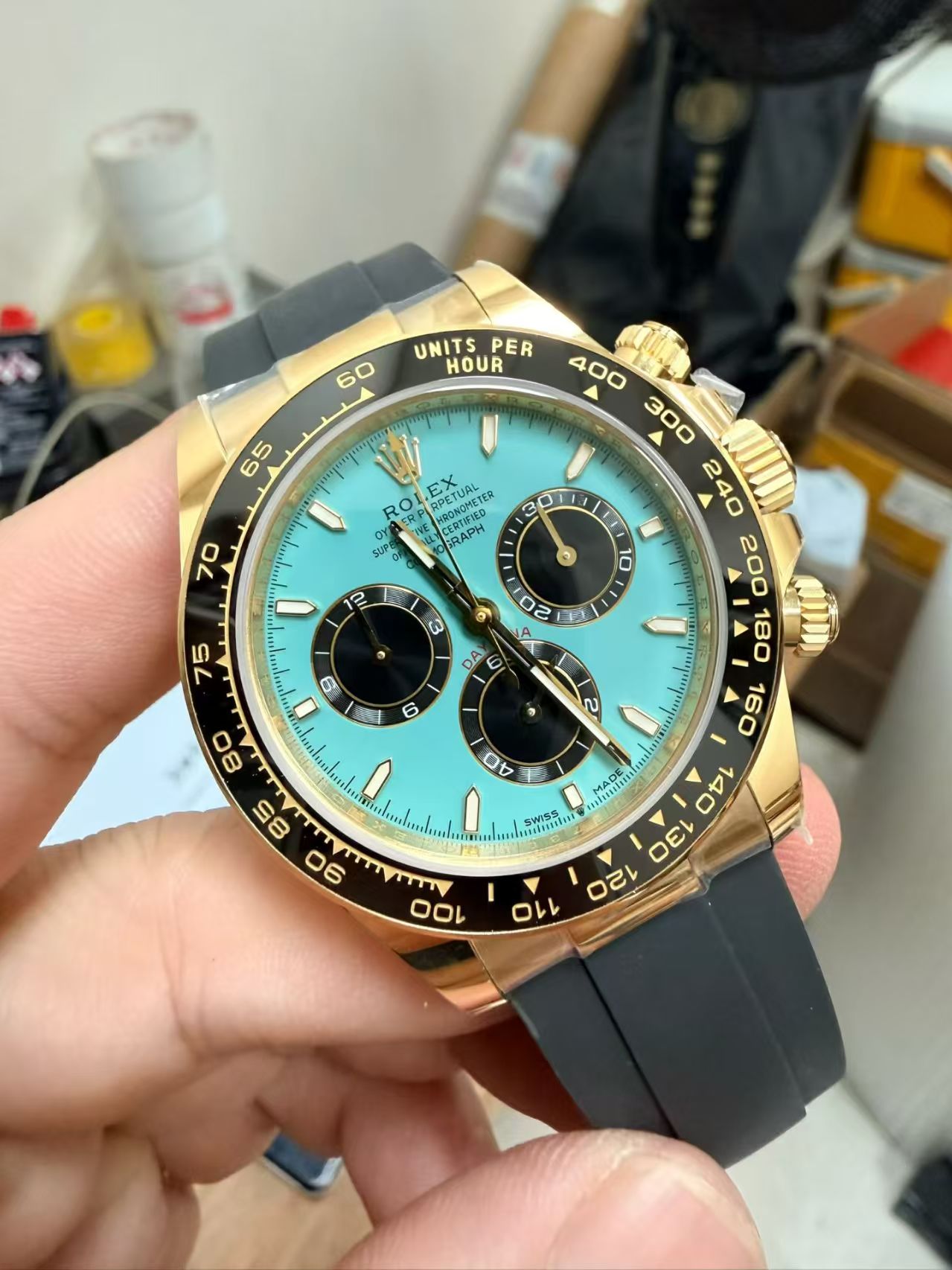 (image for) RCF Rolex Alcaraz Daytona 126518 Gain Weight Turquoise Dial Super Clone 4131 Movement