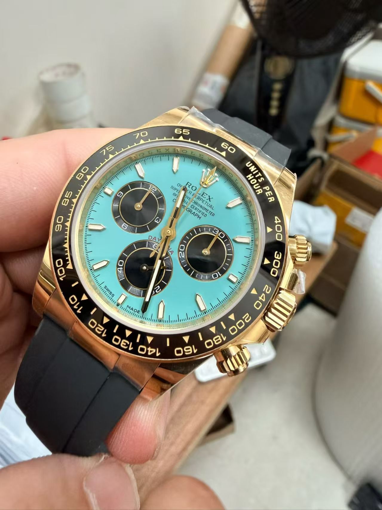 (image for) RCF Rolex Alcaraz Daytona 126518 Gain Weight Turquoise Dial Super Clone 4131 Movement