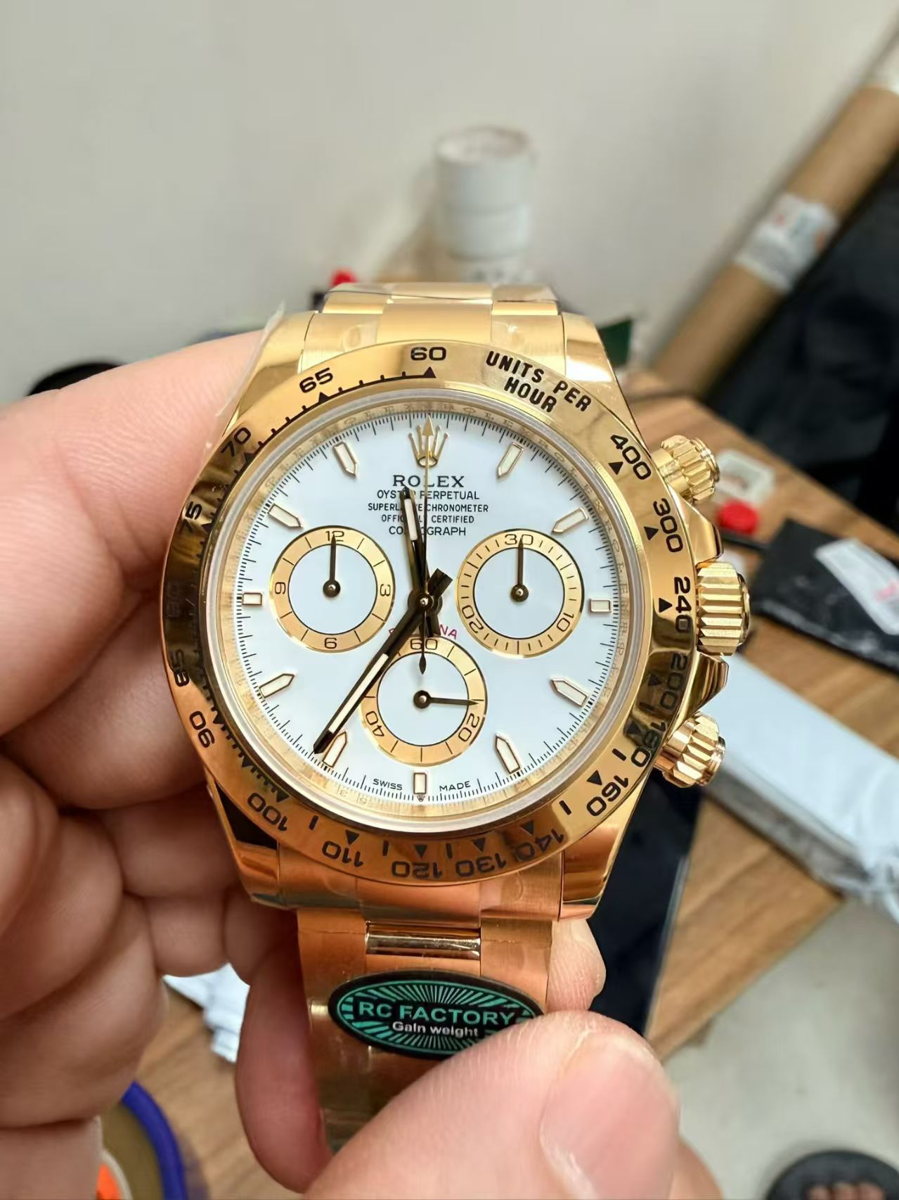 (image for) RCF Rolex Daytona Gain Weight Full Yellow Gold Case White Dial Super Clone 4131 Movement