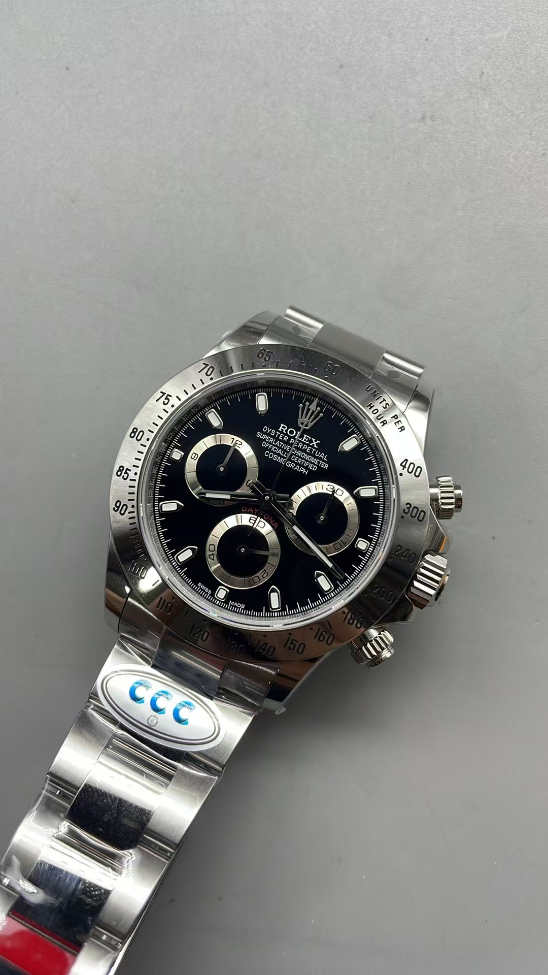 (image for) 3CF Rolex Daytona 116520 Full Stainless Steel Black Dial Super Clone 4130 Movement