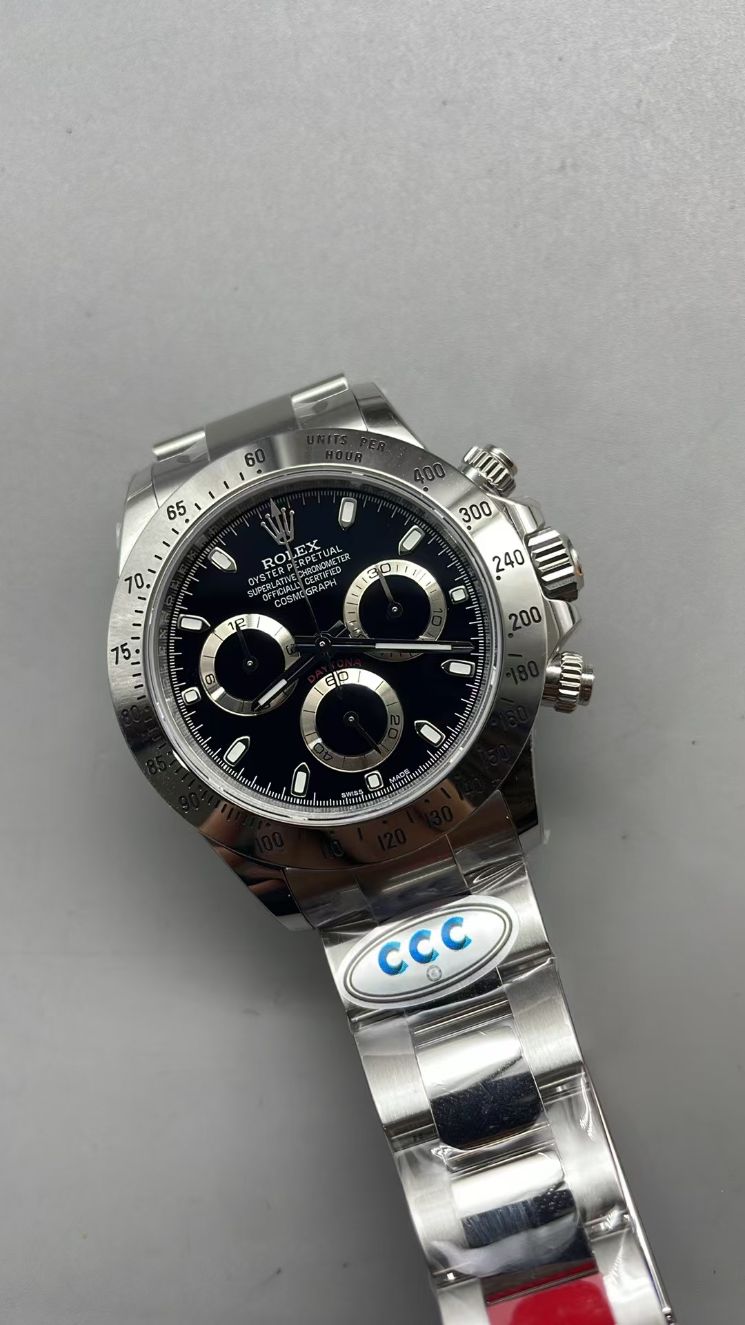 (image for) 3CF Rolex Daytona 116520 Full Stainless Steel Black Dial Super Clone 4130 Movement