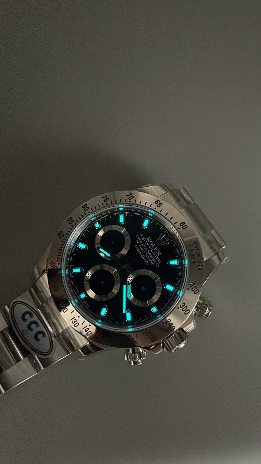 (image for) 3CF Rolex Daytona 116520 Full Stainless Steel Black Dial Super Clone 4130 Movement