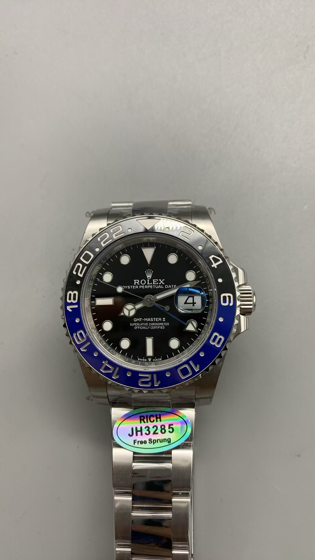 (image for) Rich Factory Rolex GMT-Master II Batman Blue Black Ceramic Bezel Black Dial Free-Sprung JH3285 Movement