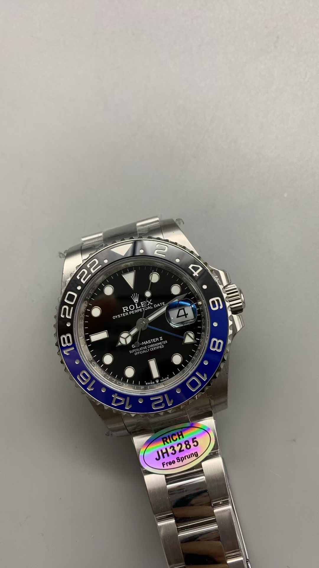 (image for) Rich Factory Rolex GMT-Master II Batman Blue Black Ceramic Bezel Black Dial Free-Sprung JH3285 Movement