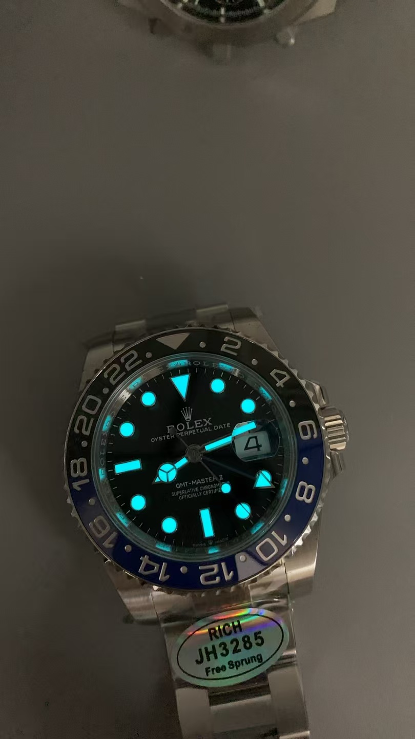 (image for) Rich Factory Rolex GMT-Master II Batman Blue Black Ceramic Bezel Black Dial Free-Sprung JH3285 Movement