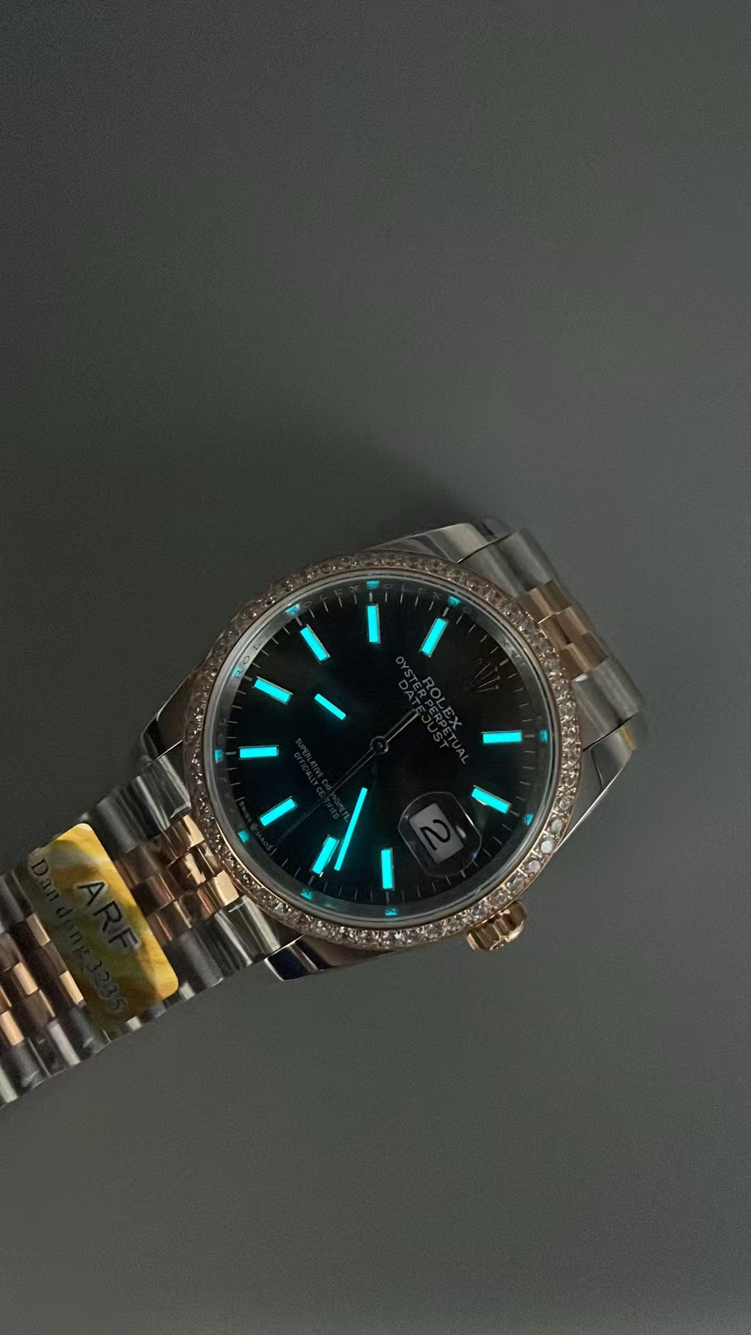 (image for) ARF Rolex Datejust 36mm Two Tone Rose Gold Diamond Bezel Chocolate Dial Clone 3235 Movement