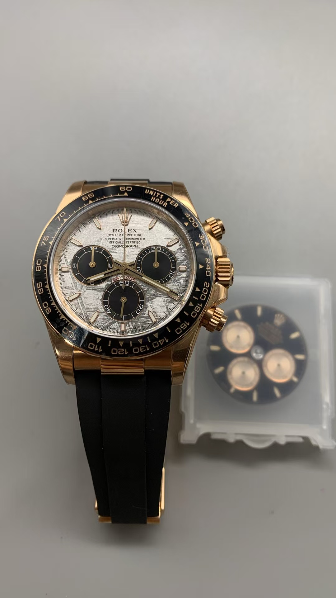 (image for) Rolex Daytona Rose Gold Case SW Meteorite Dial Rubber Band Super Clone 4131 Movement