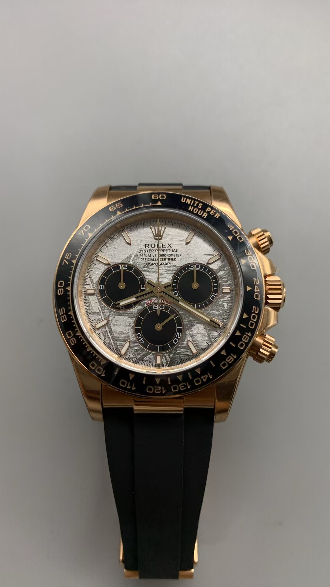 (image for) Rolex Daytona Rose Gold Case SW Meteorite Dial Rubber Band Super Clone 4131 Movement