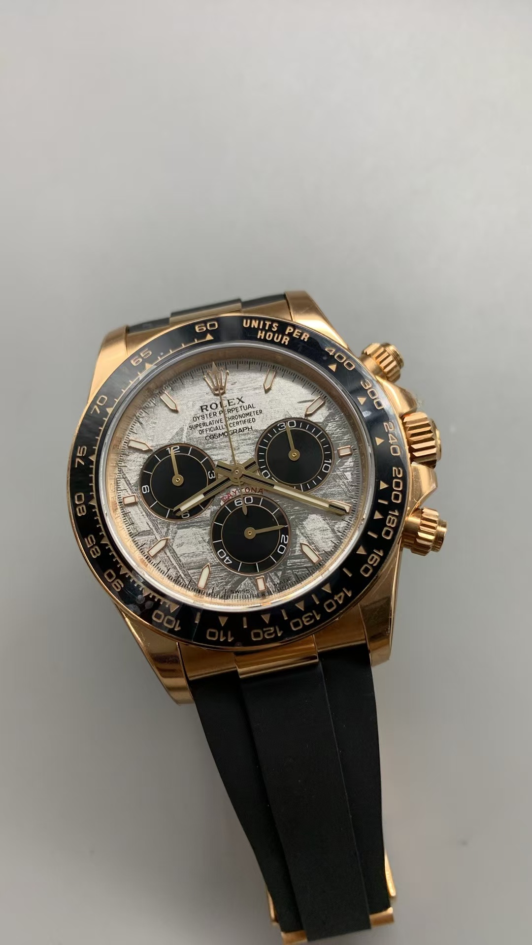 (image for) Rolex Daytona Rose Gold Case SW Meteorite Dial Rubber Band Super Clone 4131 Movement