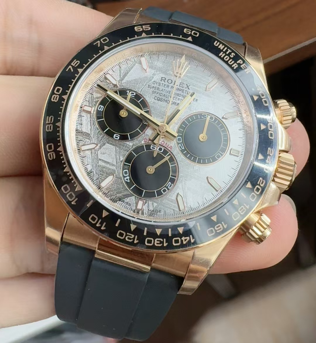 (image for) Rolex Daytona Rose Gold Case SW Meteorite Dial Rubber Band Super Clone 4131 Movement