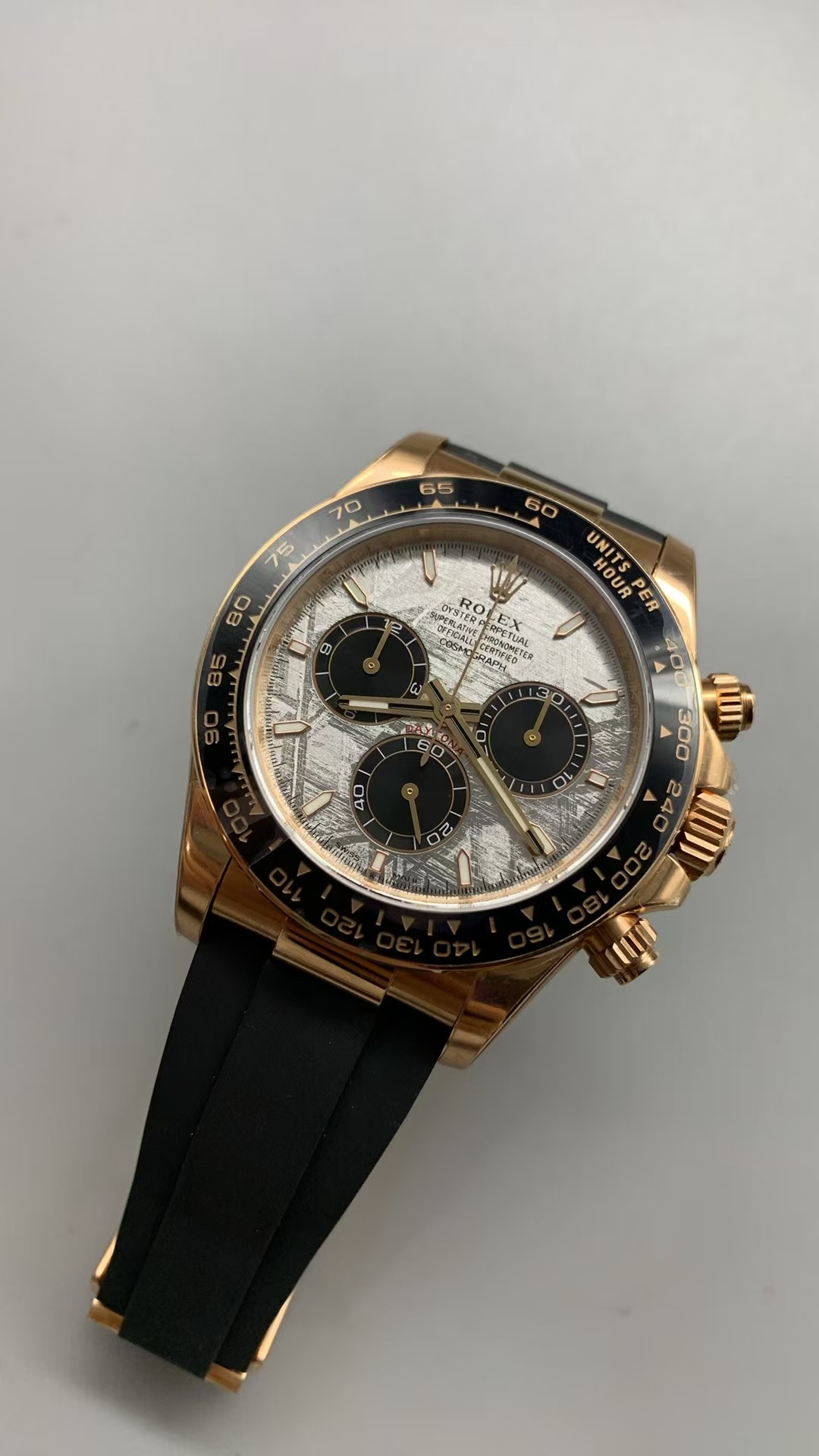 (image for) Rolex Daytona Rose Gold Case SW Meteorite Dial Rubber Band Super Clone 4131 Movement