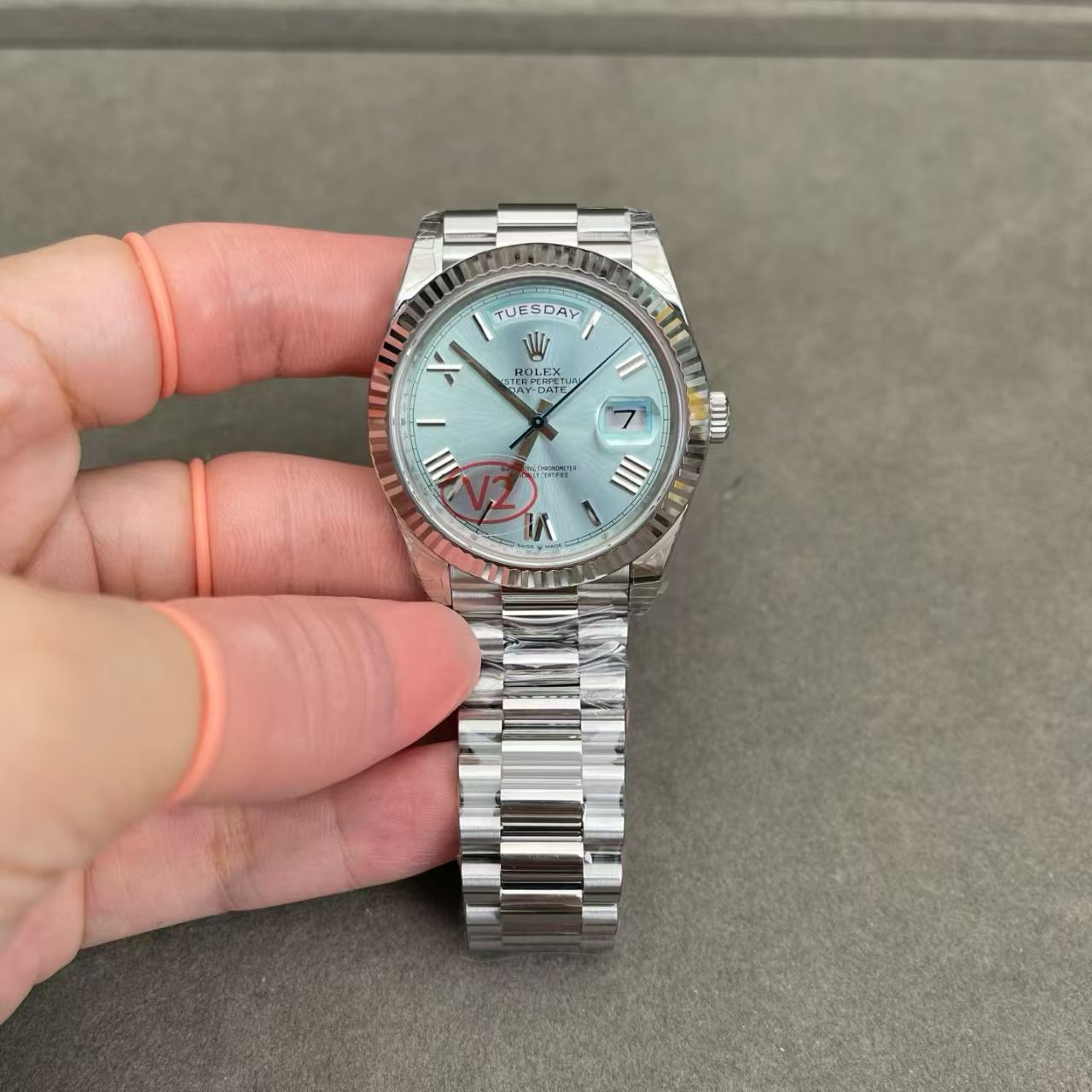 (image for) RCF Rolex Day-Date Gain Weight White Gold Case Ice Blue Dial Super Clone 3255 Movement